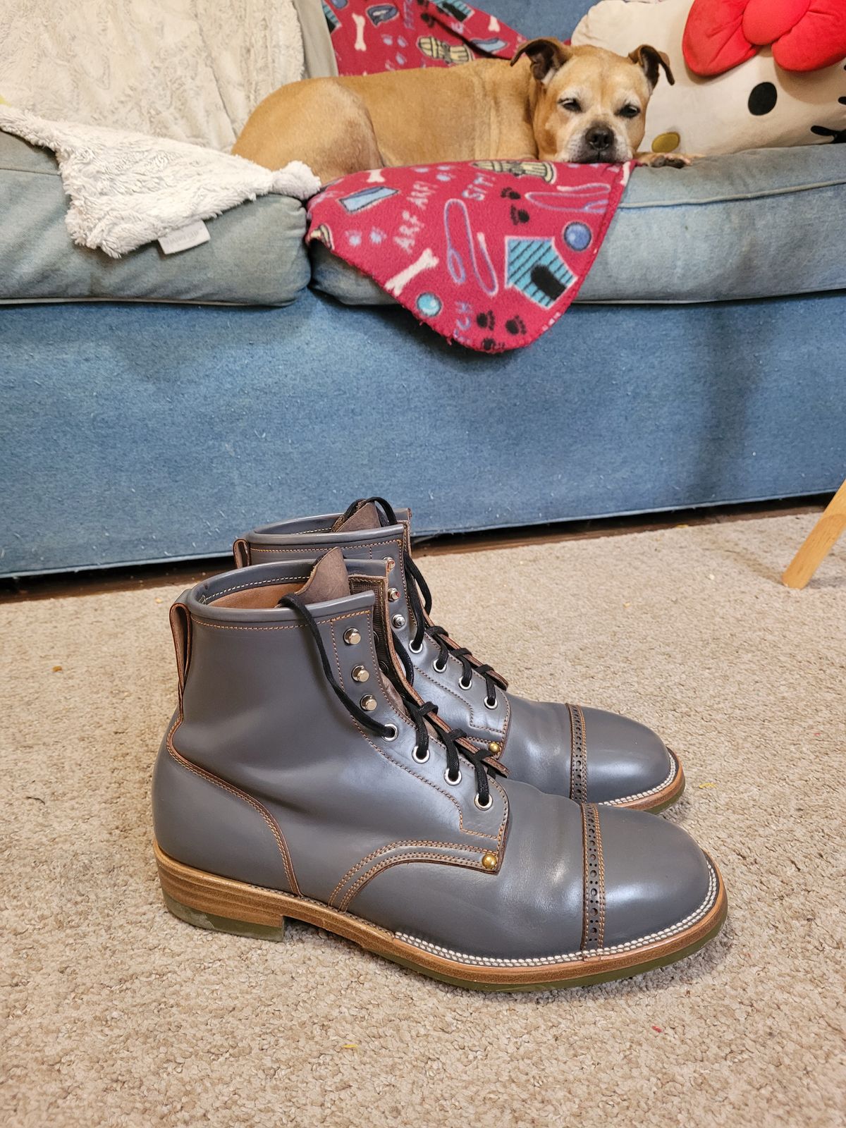 Photo by markieballa on March 4, 2025 of the Iron Boots The Chosen One in Maryam Grigio Shell Cordovan.