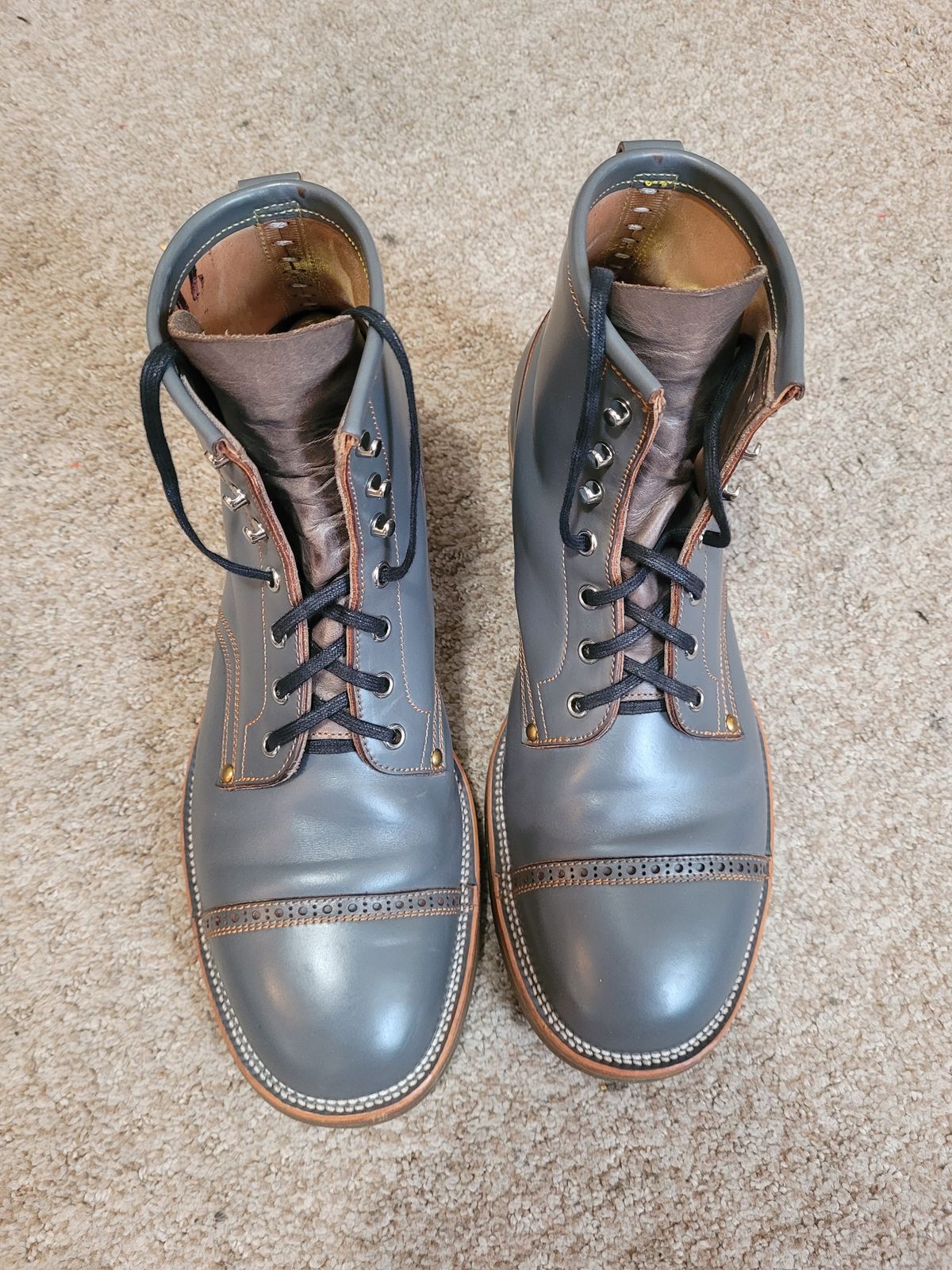 Photo by markieballa on March 4, 2025 of the Iron Boots The Chosen One in Maryam Grigio Shell Cordovan.