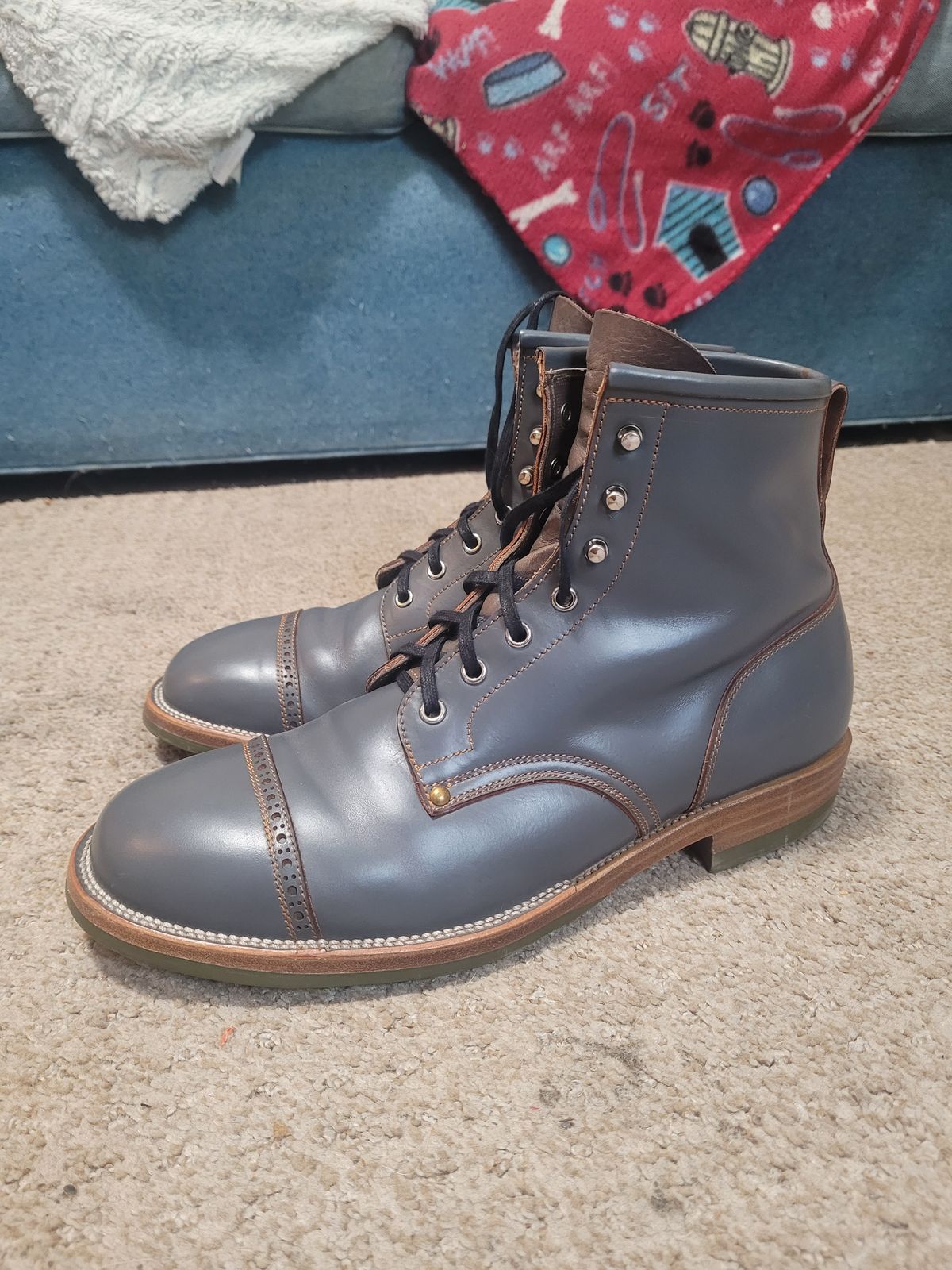 Photo by markieballa on April 4, 2025 of the Iron Boots The Chosen One in Maryam Grigio Shell Cordovan.