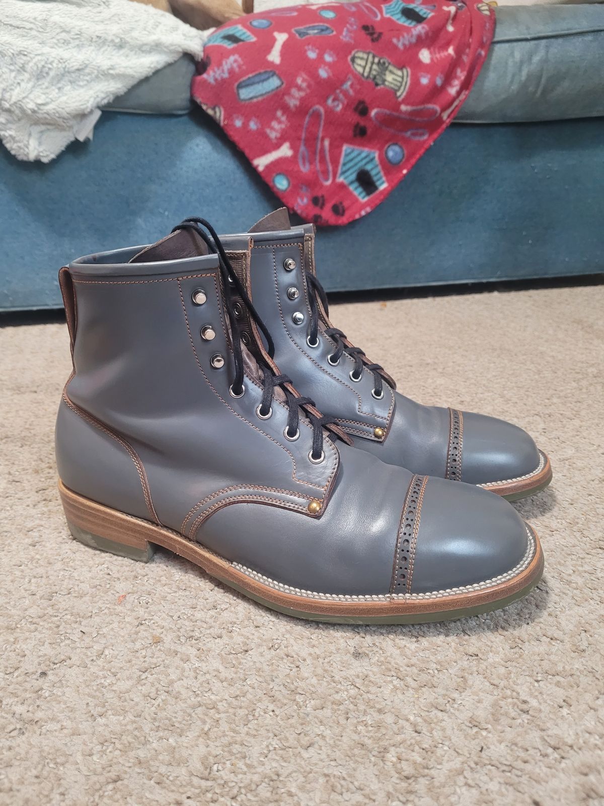 Photo by markieballa on April 4, 2025 of the Iron Boots The Chosen One in Maryam Grigio Shell Cordovan.