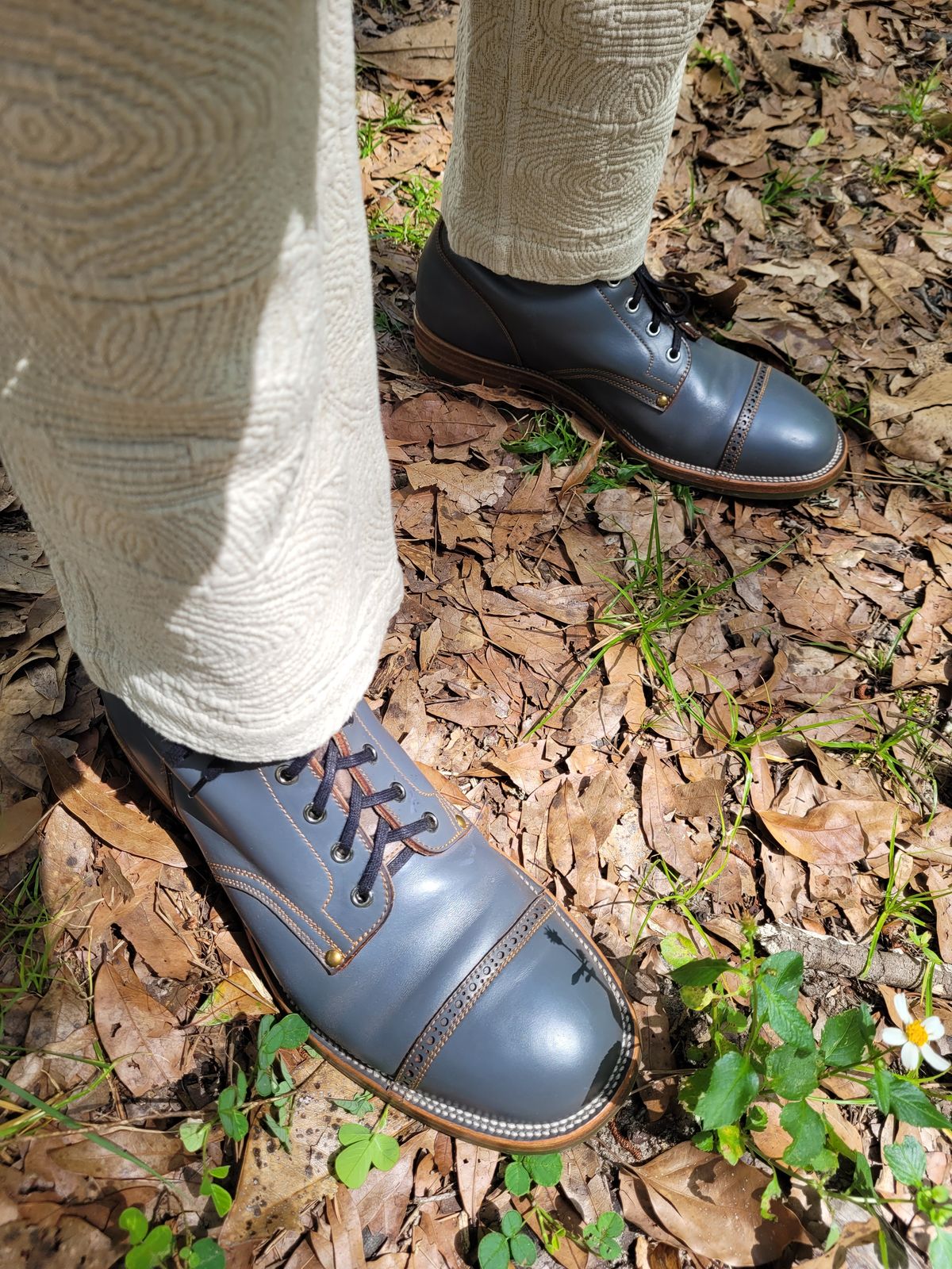 Photo by markieballa on May 15, 2025 of the Iron Boots The Chosen One in Maryam Grigio Shell Cordovan.