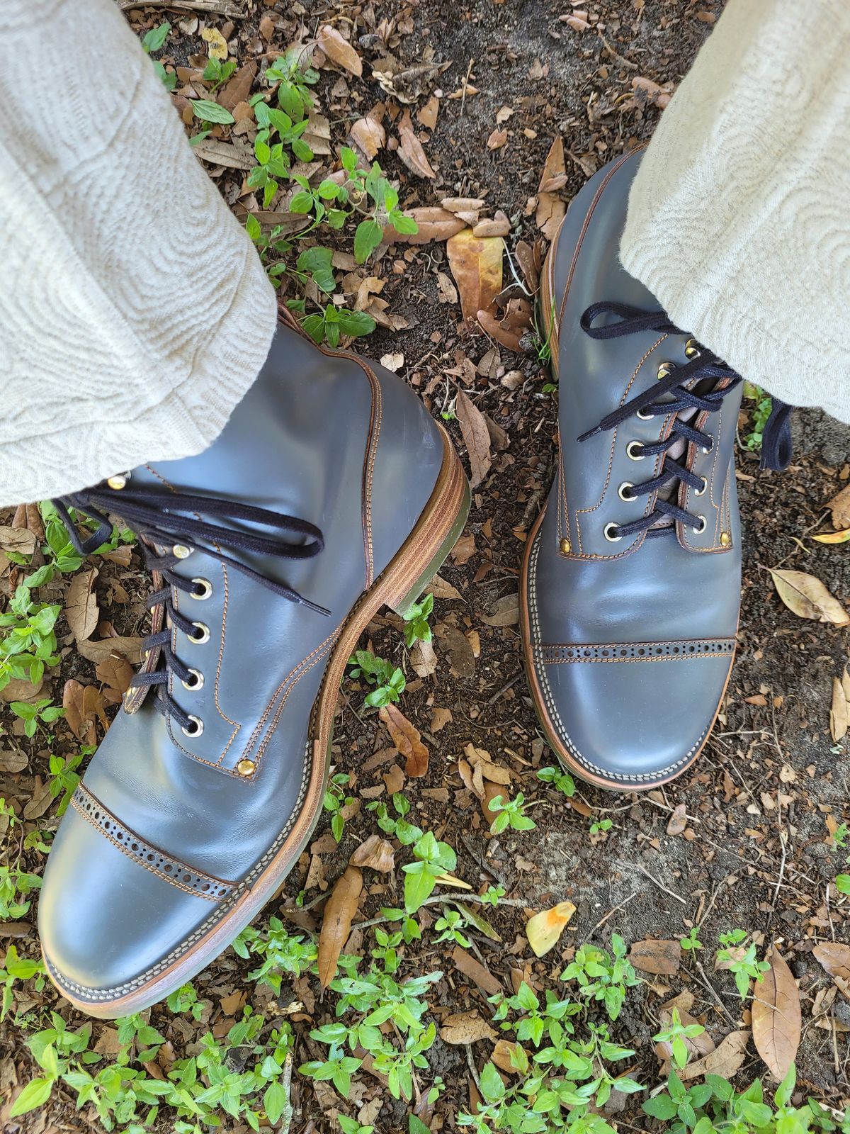Photo by markieballa on May 15, 2025 of the Iron Boots The Chosen One in Maryam Grigio Shell Cordovan.