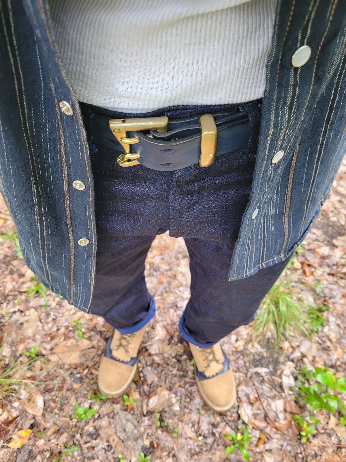 Photo by markieballa on August 23, 2025 of the Frank's Boots Type 2 Highlander in Seidel Tan Teton Roughout & Horween Ink Cavalier.