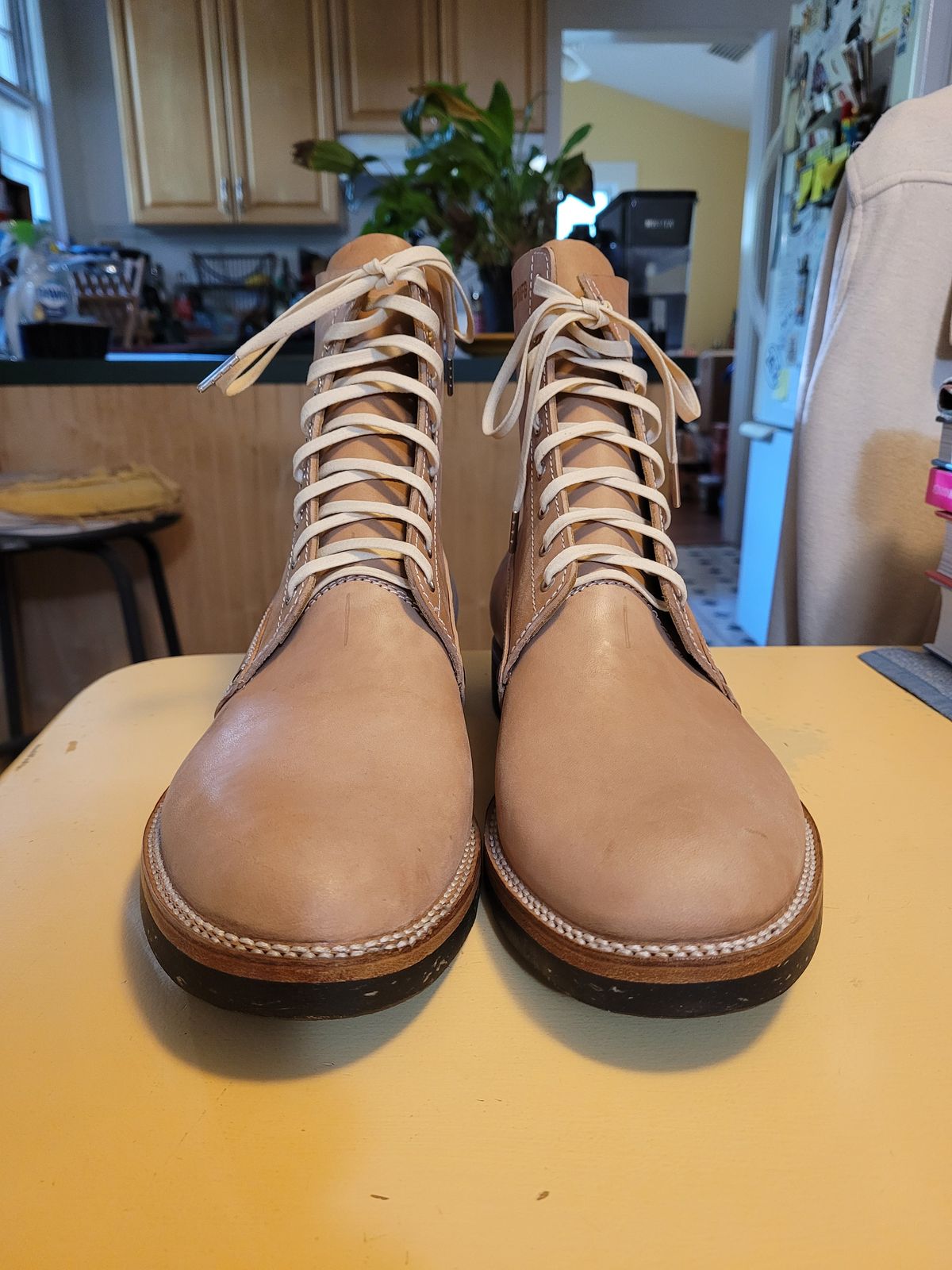 Photo by markieballa on October 31, 2025 of the Oldspeed MFG Henry Johnson Boot in Horween Russet Horsehide Strips.