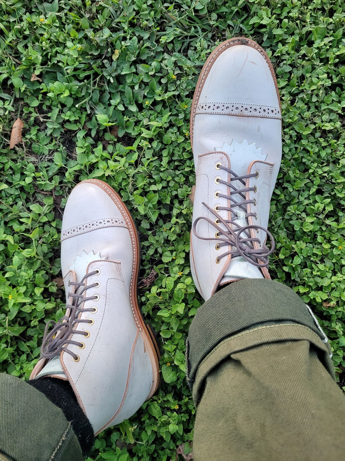 Photo by markieballa on October 7, 2025 of the Grant Stone Garrison Boot in Conceria Walpier Ghost Burro.