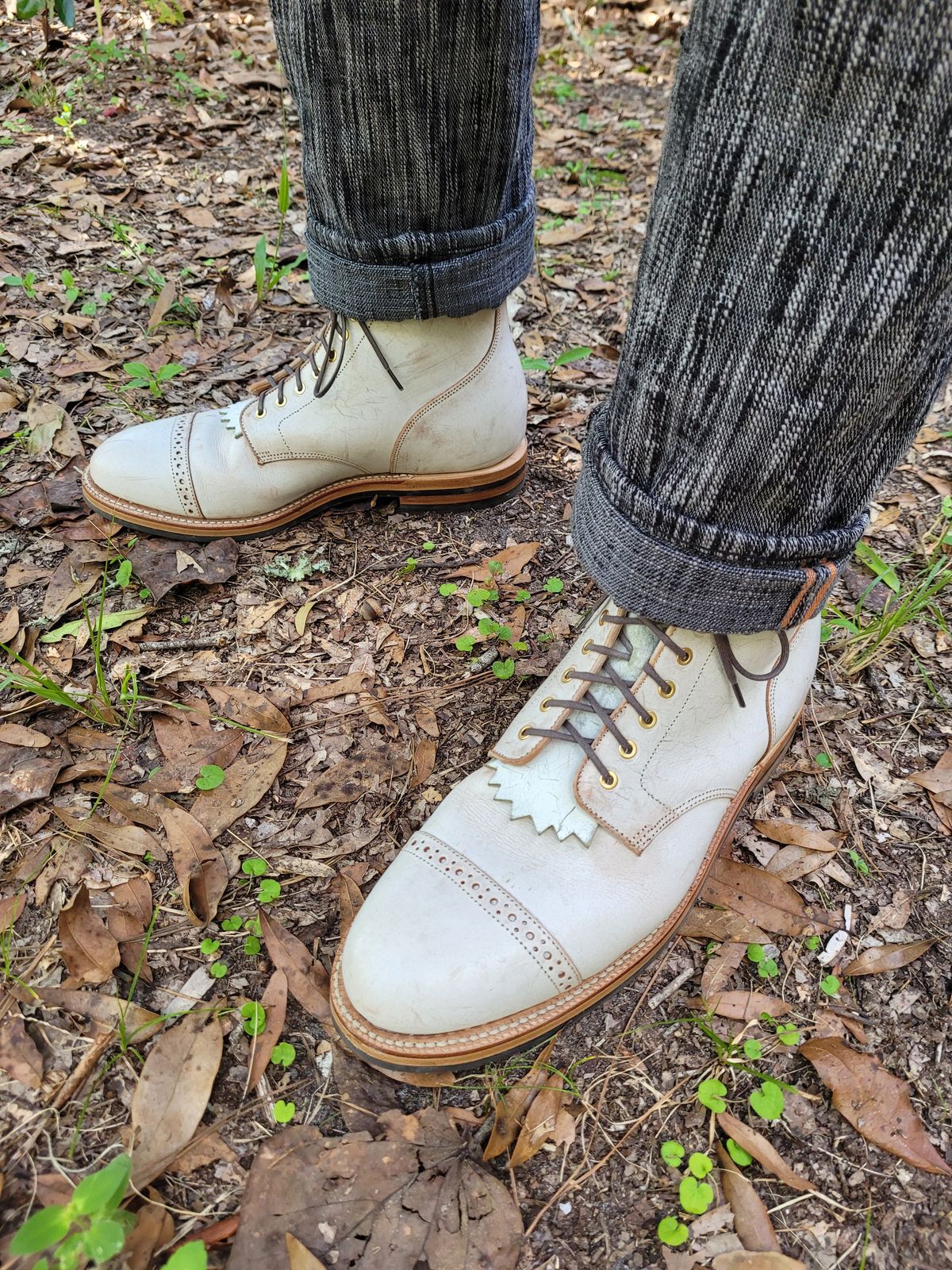 Photo by markieballa on October 14, 2025 of the Grant Stone Garrison Boot in Conceria Walpier Ghost Burro.