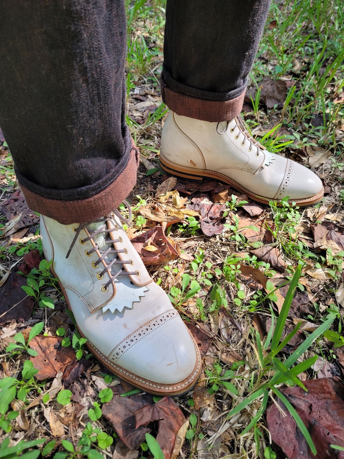 Photo by markieballa on October 23, 2025 of the Grant Stone Garrison Boot in Conceria Walpier Ghost Burro.