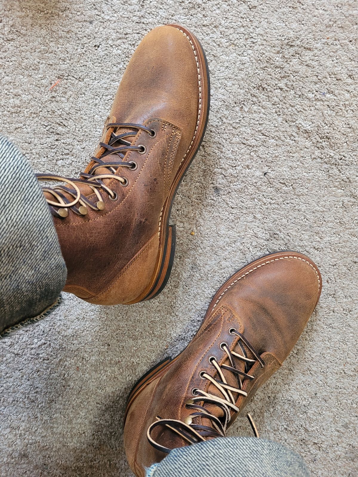 Photo by markieballa on March 3, 2025 of the Truman Upland Boot in Gallun Cognac Teton Stag.