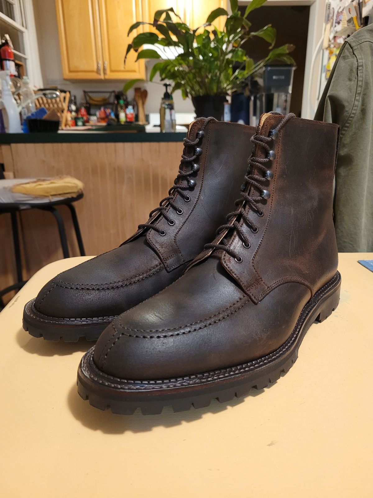 Photo by markieballa on March 9, 2024 of the Crockett & Jones Indiana in Dark Brown Roughout Suede.