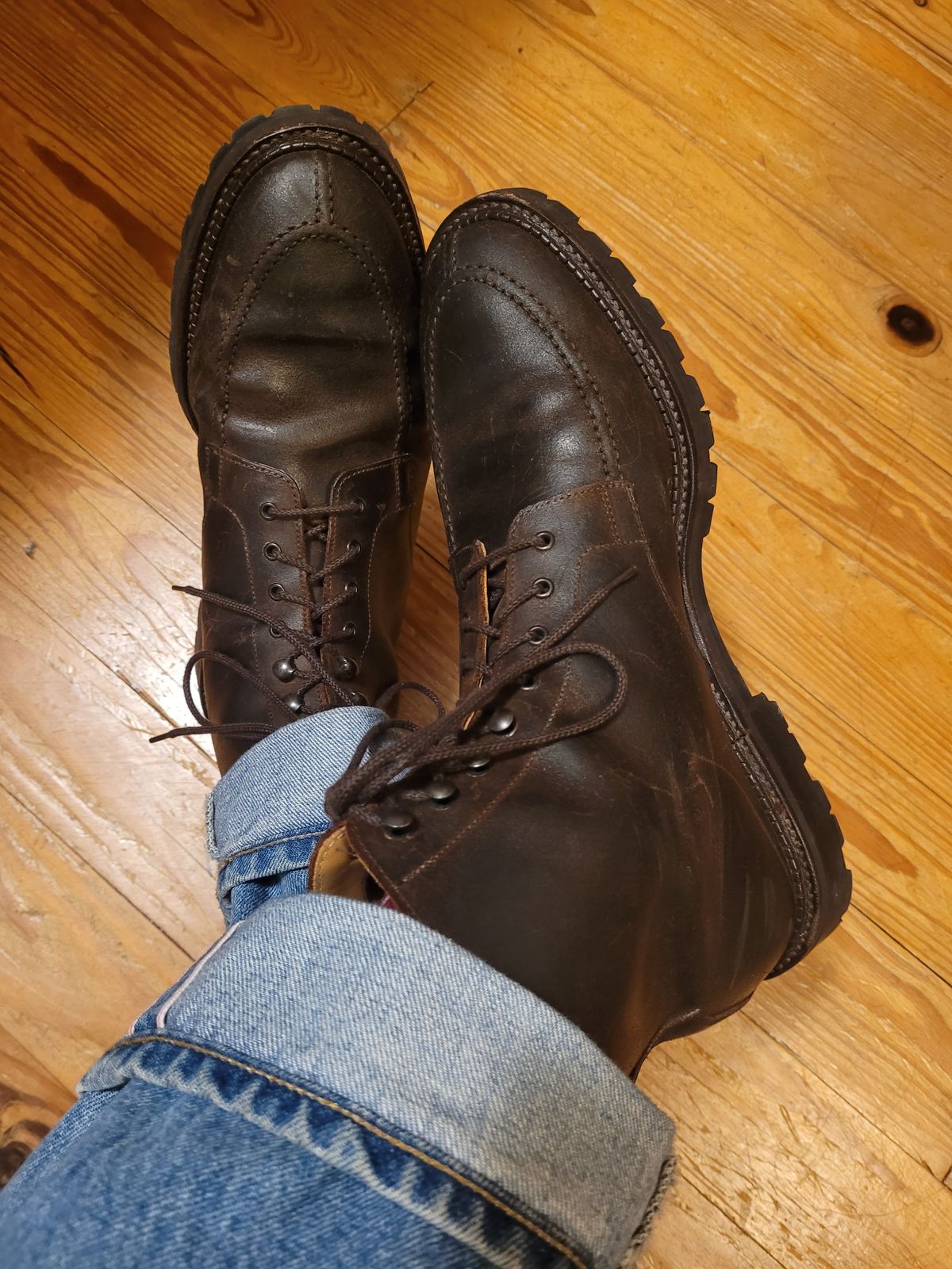 Photo by markieballa on August 13, 2024 of the Crockett & Jones Indiana in Dark Brown Roughout Suede.