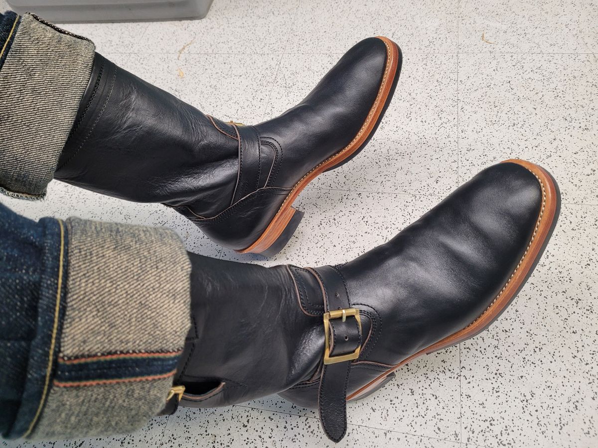 Photo by markieballa on February 25, 2025 of the Briselblack The Keeper 'Type 2' Engineer Boot in Shinki Black Teacore Horsehide.