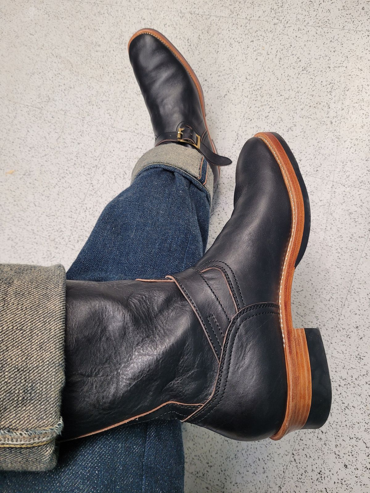 Photo by markieballa on February 25, 2025 of the Briselblack The Keeper 'Type 2' Engineer Boot in Shinki Black Teacore Horsehide.