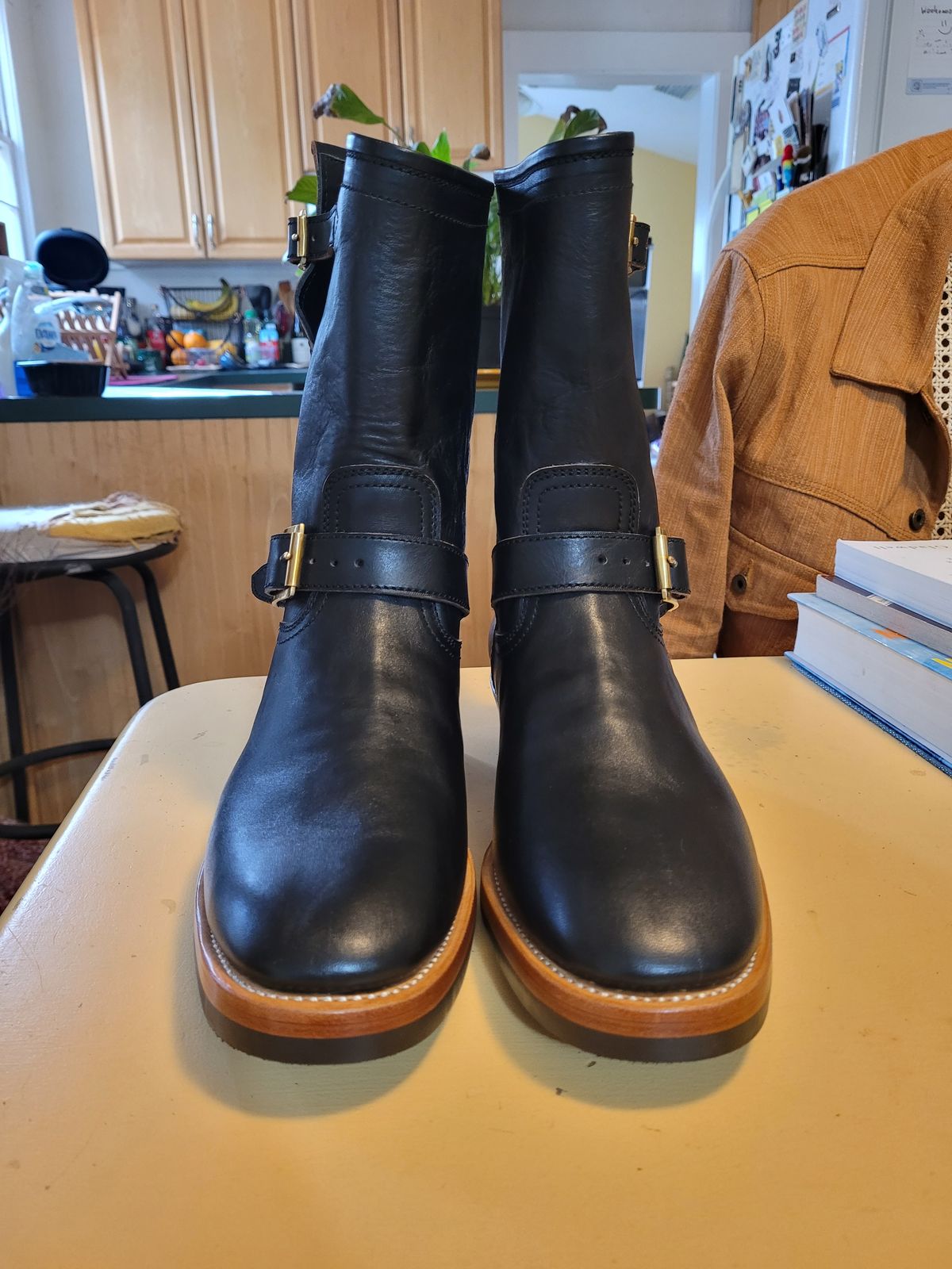 Photo by markieballa on February 23, 2025 of the Briselblack The Keeper 'Type 2' Engineer Boot in Shinki Black Teacore Horsehide.
