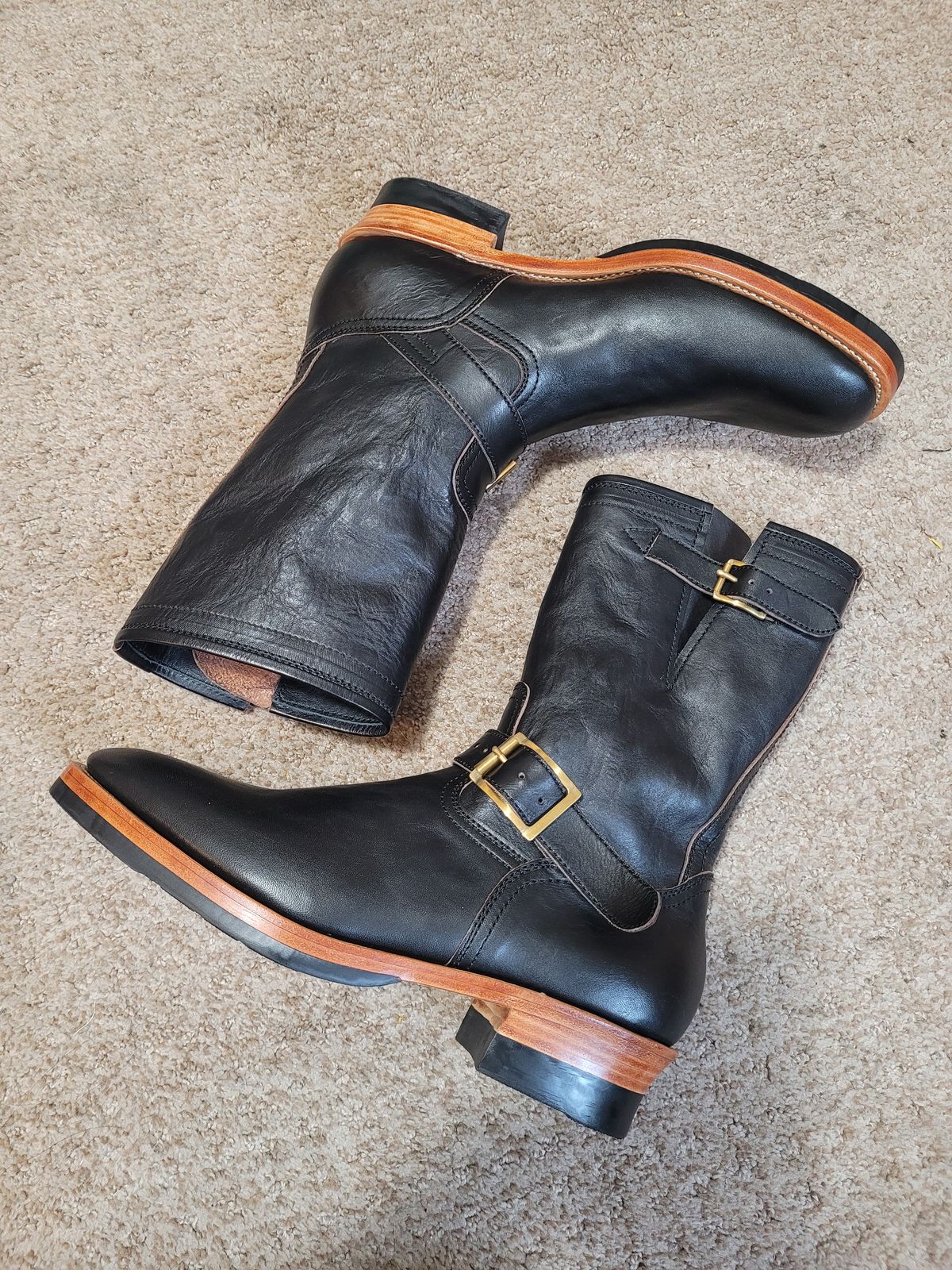 Photo by markieballa on February 23, 2025 of the Briselblack The Keeper 'Type 2' Engineer Boot in Shinki Black Teacore Horsehide.