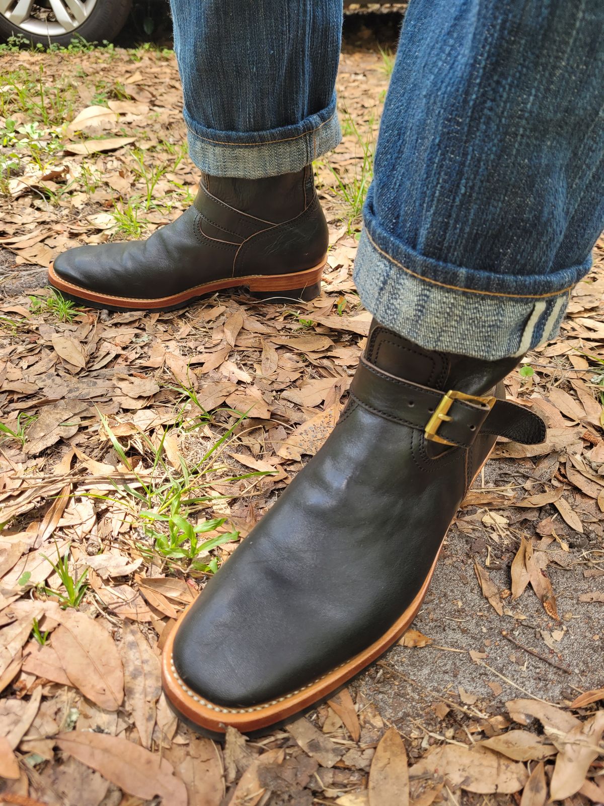 Photo by markieballa on April 24, 2025 of the Briselblack The Keeper 'Type 2' Engineer Boot in Shinki Black Teacore Horsehide.