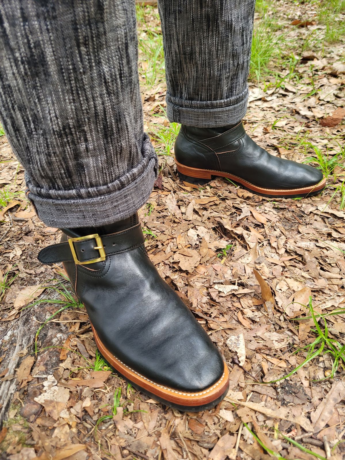 Photo by markieballa on July 9, 2025 of the Briselblack The Keeper 'Type 2' Engineer Boot in Shinki Black Teacore Horsehide.