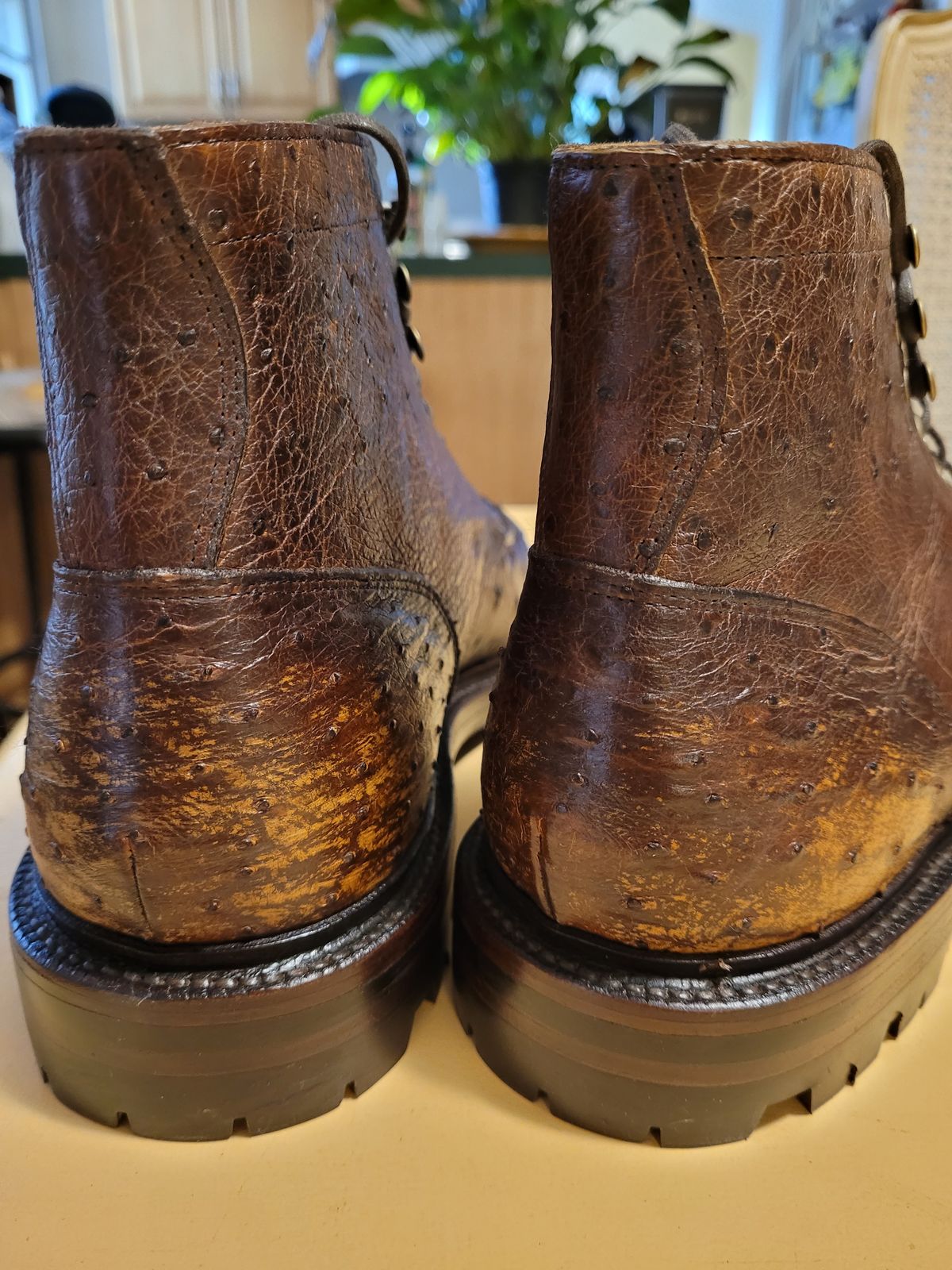 Photo by markieballa on January 28, 2024 of the Grant Stone Ottawa Boot in Tumbled Chestnut Ostrich.