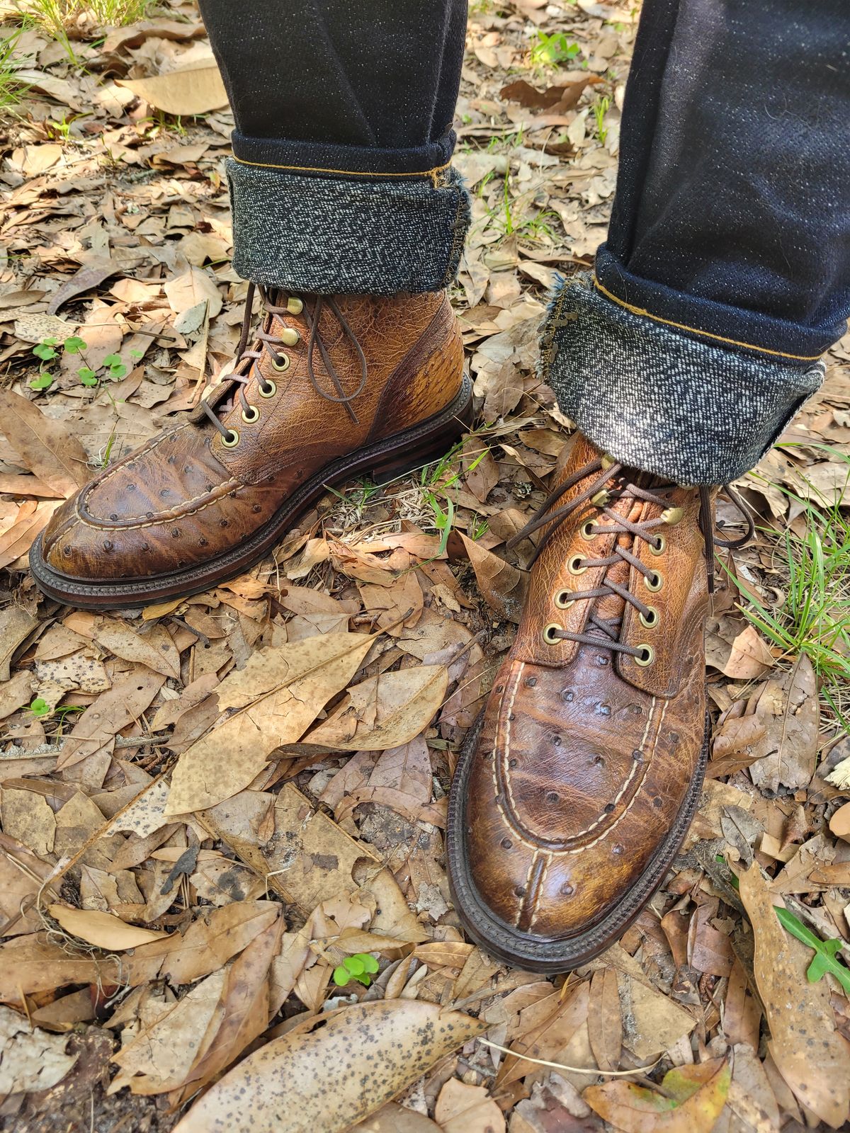 Photo by markieballa on June 2, 2025 of the Grant Stone Ottawa Boot in Tumbled Chestnut Ostrich.