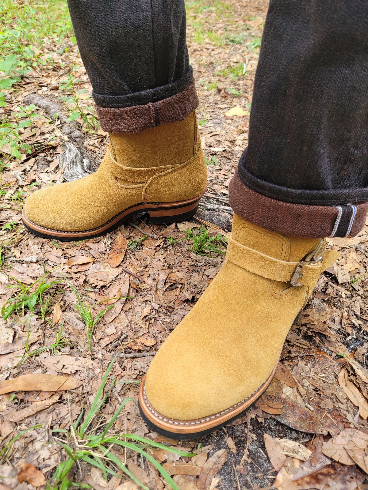 Photo by markieballa on June 4, 2025 of the Keystone Shoe Company Engineer Boot in Tan Roughout.