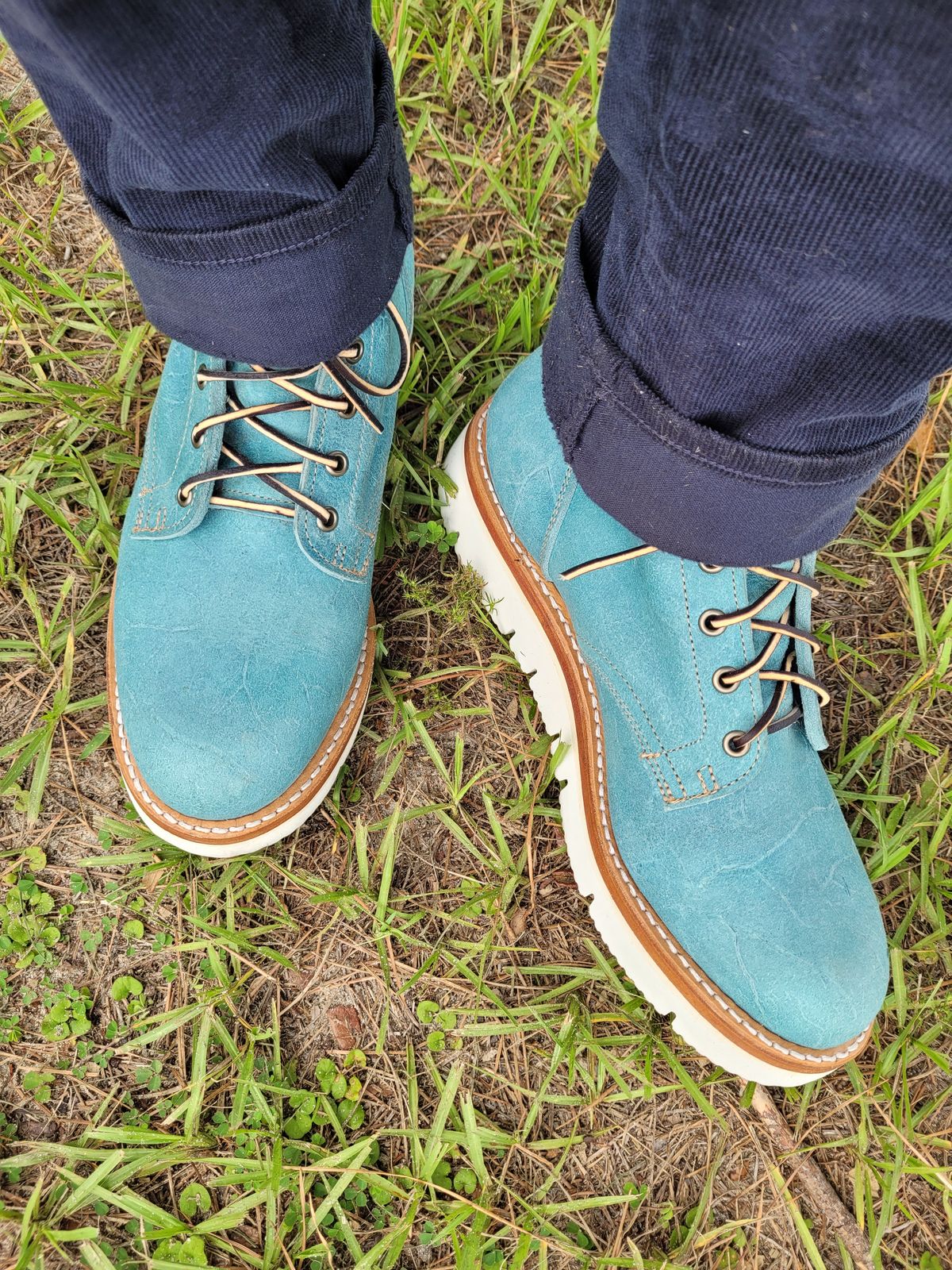 Photo by markieballa on August 1, 2023 of the Truman Plain Toe Boot in C.F. Stead Aqua Rambler.
