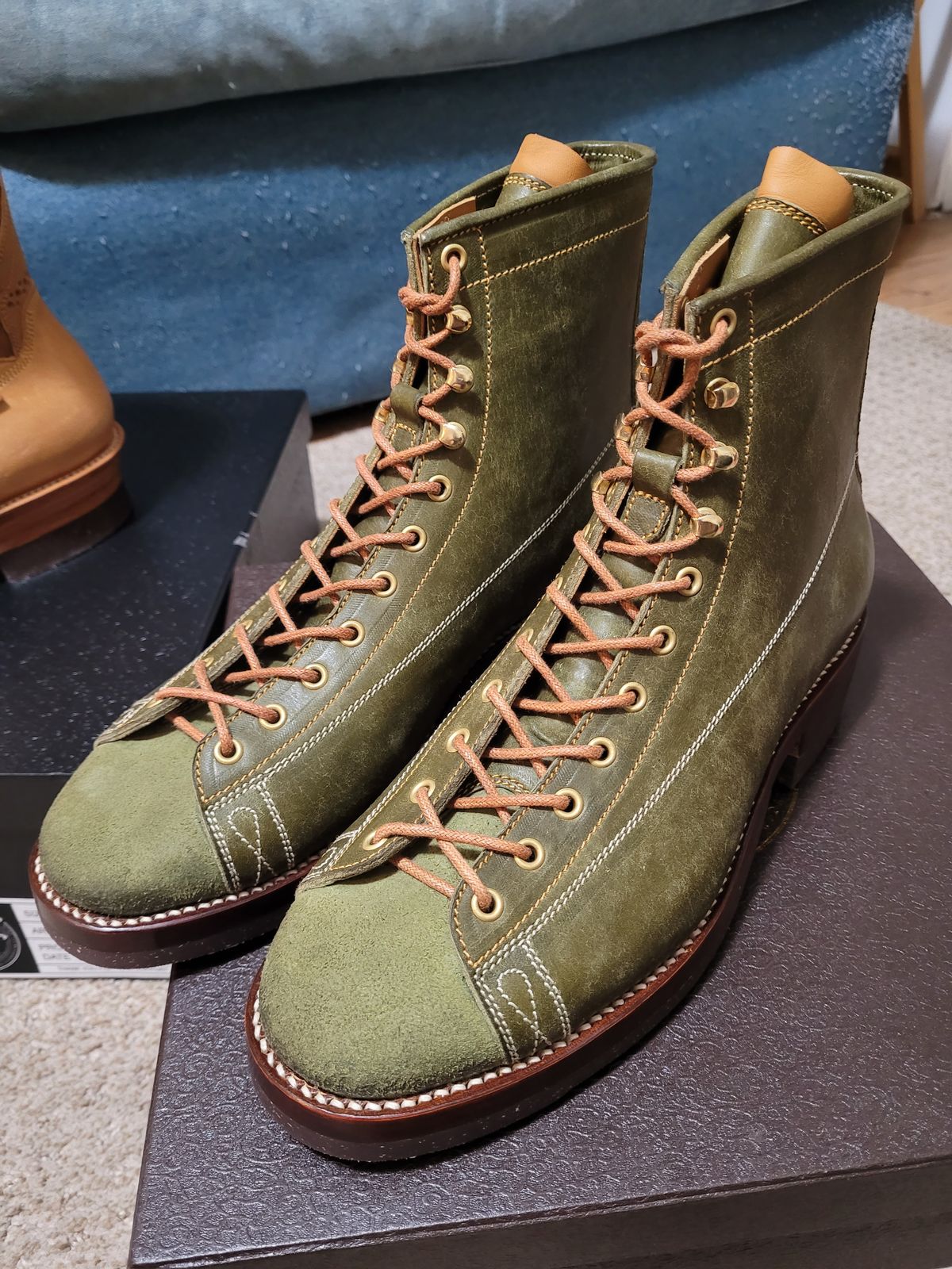 Photo by markieballa on May 10, 2025 of the Fortis Boots Wukong in Badalassi Carlo Oliva Pueblo & Badalassi Carlo Oliva Pueblo Roughout.