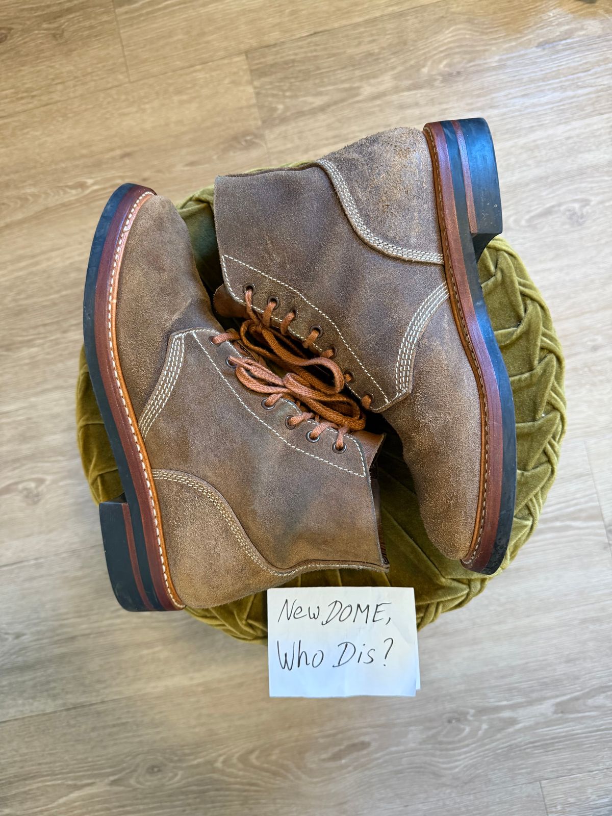 Photo by ruff.de.nimes on October 2, 2025 of the John Lofgren M-43 Service Shoes in Horween Leather CXL Natural Roughout.