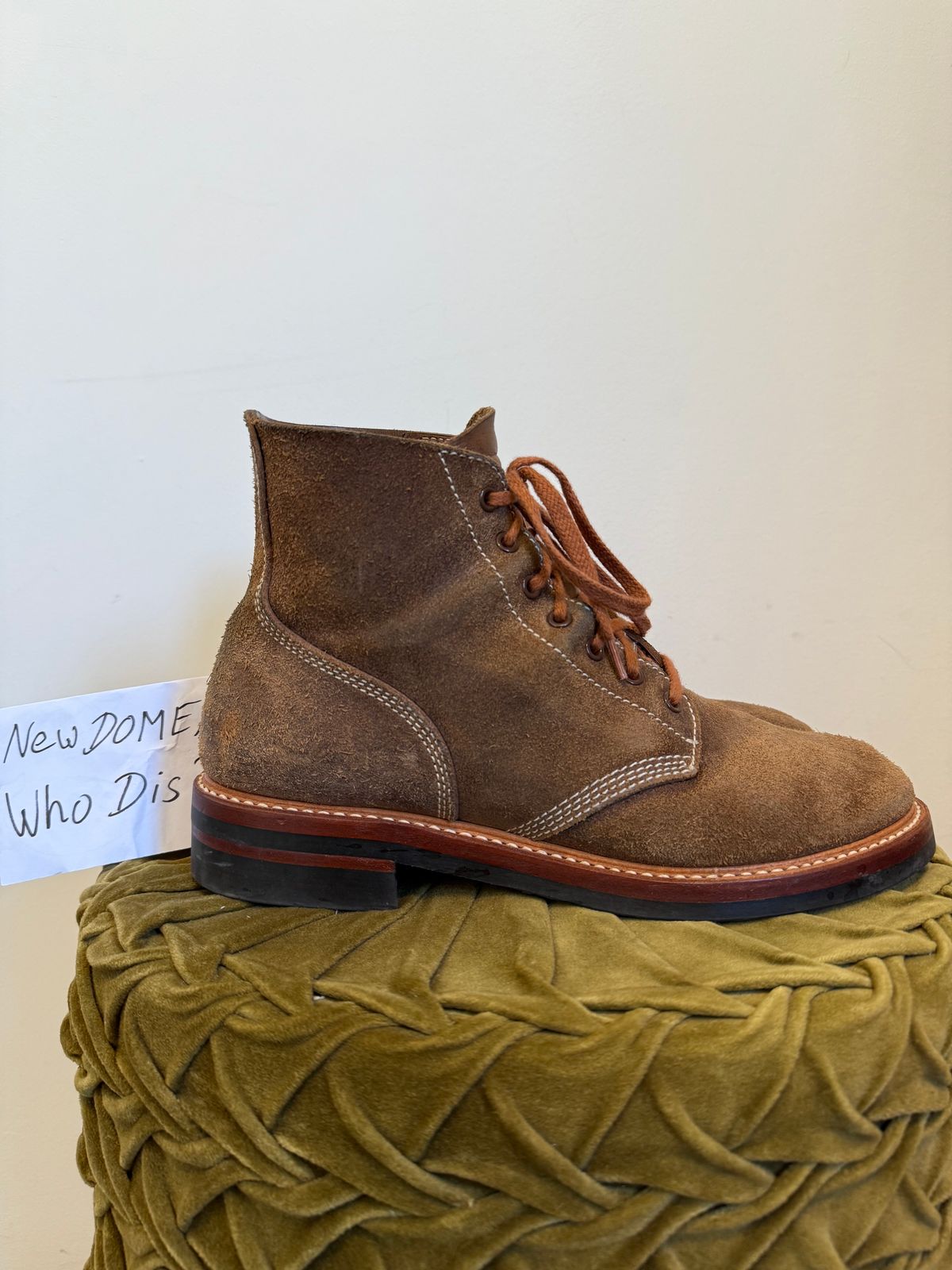 Photo by ruff.de.nimes on October 2, 2025 of the John Lofgren M-43 Service Shoes in Horween Leather CXL Natural Roughout.