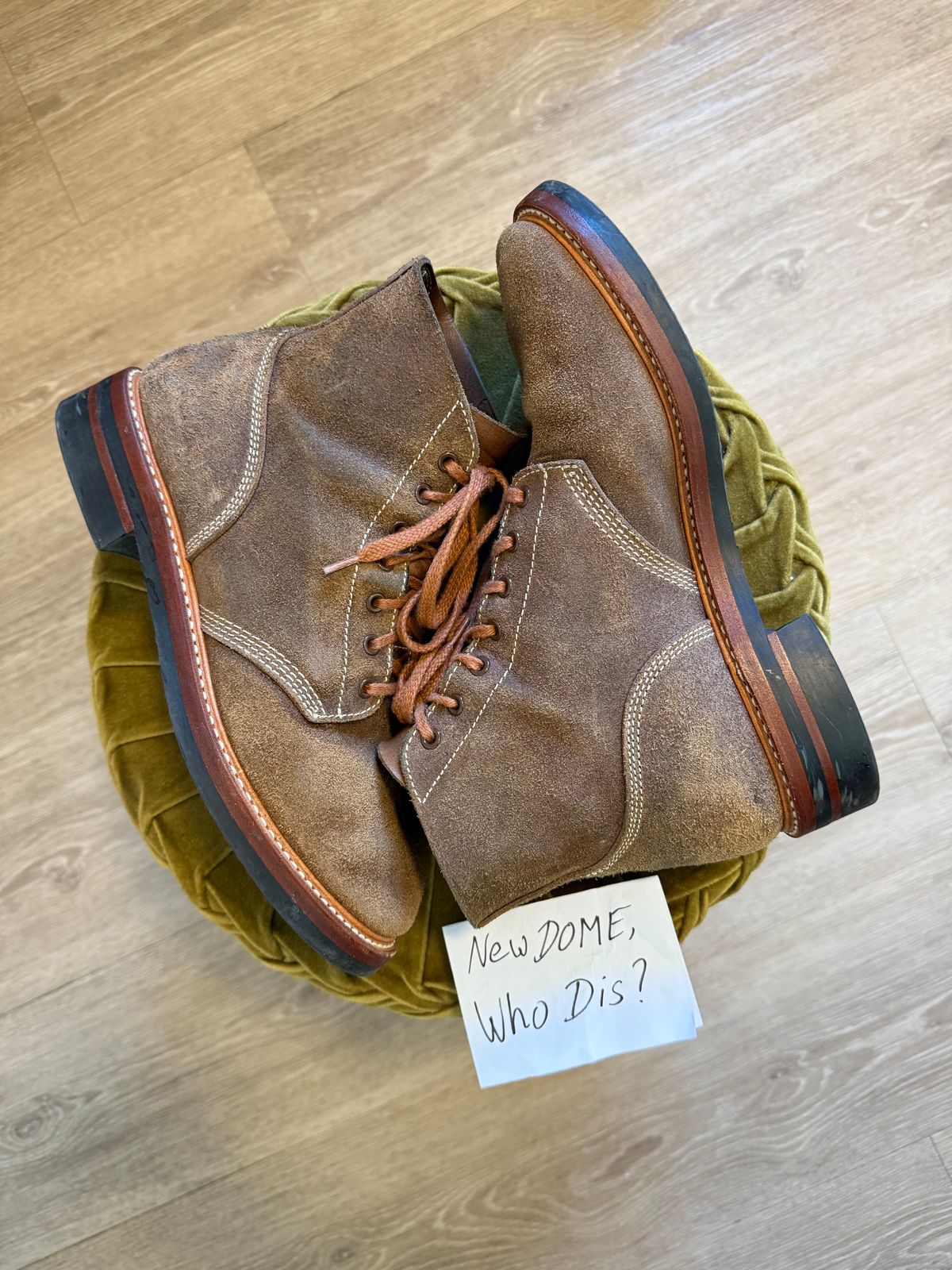 Photo by ruff.de.nimes on October 2, 2025 of the John Lofgren M-43 Service Shoes in Horween Leather CXL Natural Roughout.