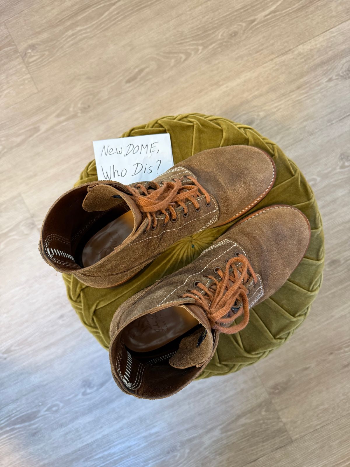 Photo by ruff.de.nimes on October 2, 2025 of the John Lofgren M-43 Service Shoes in Horween Leather CXL Natural Roughout.