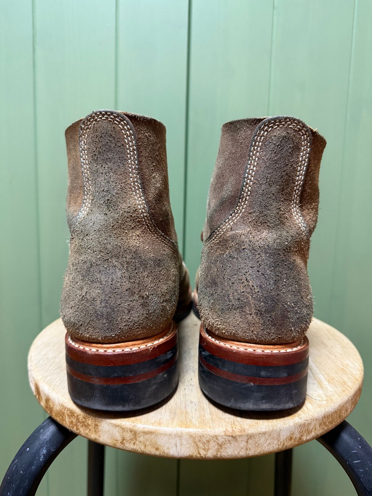 Photo by ruff.de.nimes on November 3, 2025 of the John Lofgren M-43 Service Shoes in Horween Leather CXL Natural Roughout.