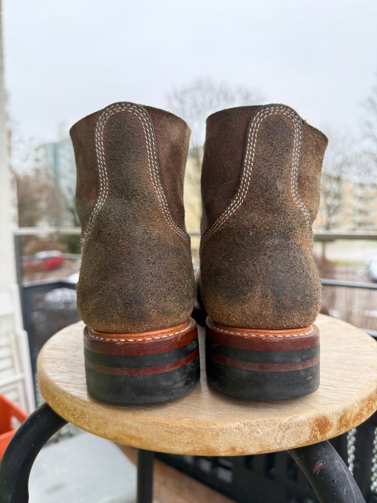 Photo by ruff.de.nimes on December 5, 2025 of the John Lofgren M-43 Service Shoes in Horween Leather CXL Natural Roughout.