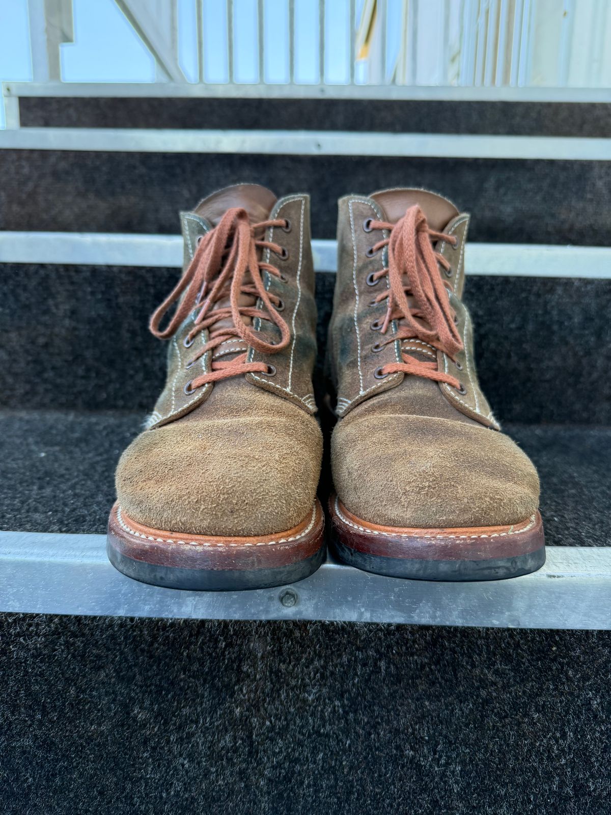 Photo by ruff.de.nimes on January 2, 2026 of the John Lofgren M-43 Service Shoes in Horween Leather CXL Natural Roughout.