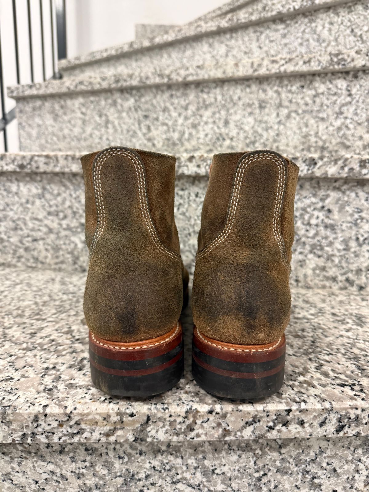 Photo by ruff.de.nimes on February 2, 2026 of the John Lofgren M-43 Service Shoes in Horween Leather CXL Natural Roughout.