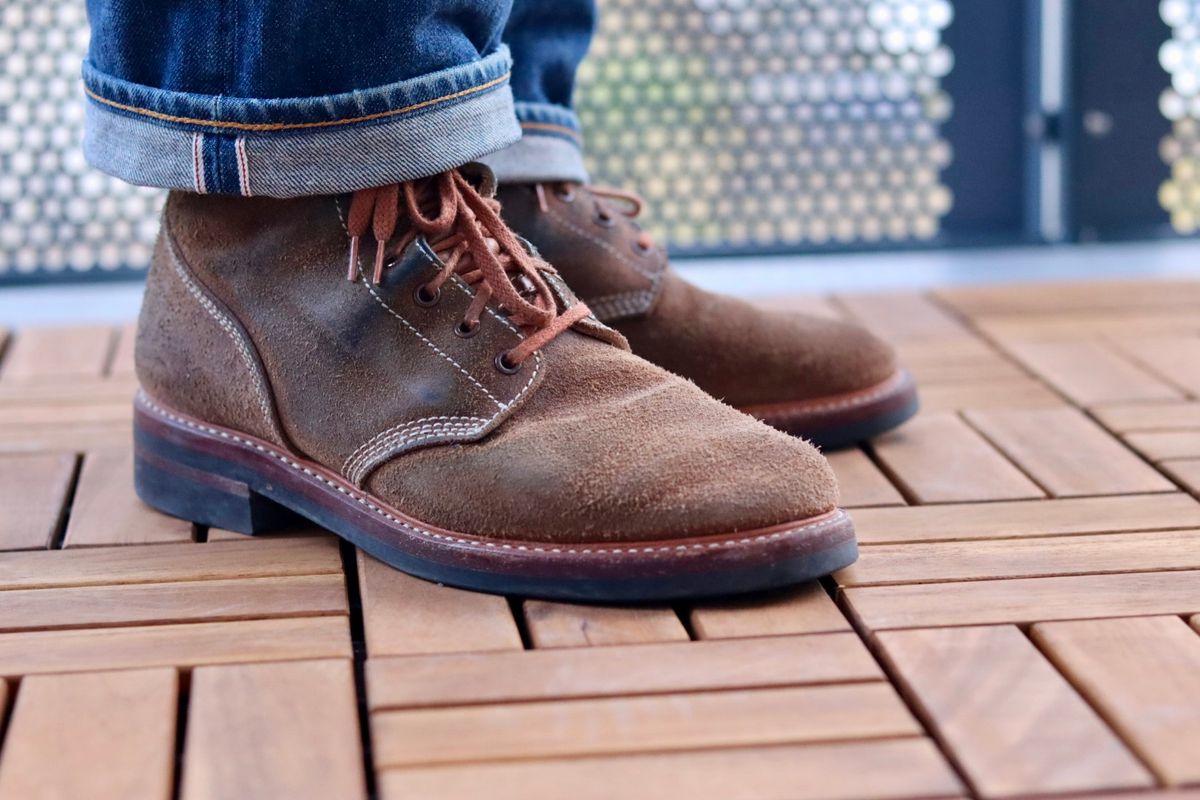 Photo by ruff.de.nimes on March 28, 2026 of the John Lofgren M-43 Service Shoes in Horween Leather CXL Natural Roughout.