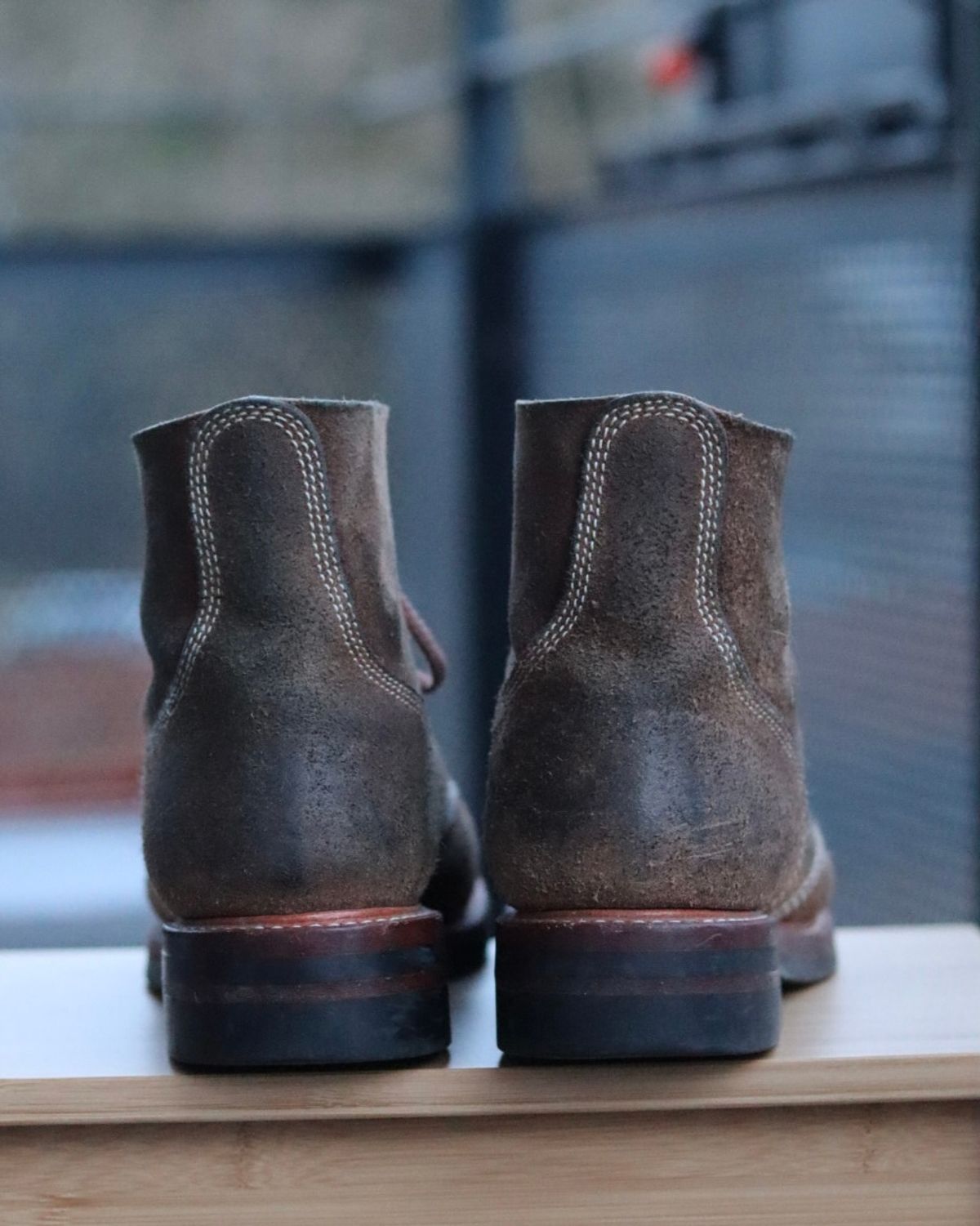 Photo by ruff.de.nimes on March 28, 2026 of the John Lofgren M-43 Service Shoes in Horween Leather CXL Natural Roughout.