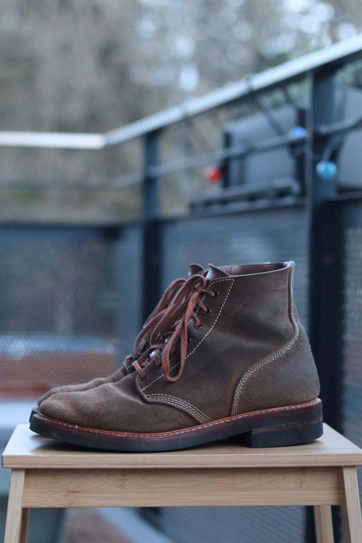 Photo by ruff.de.nimes on March 28, 2026 of the John Lofgren M-43 Service Shoes in Horween Leather CXL Natural Roughout.