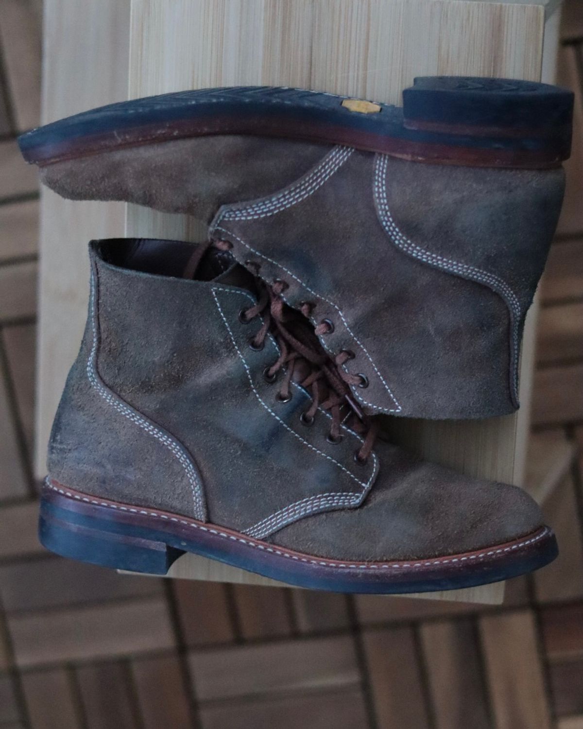 Photo by ruff.de.nimes on March 28, 2026 of the John Lofgren M-43 Service Shoes in Horween Leather CXL Natural Roughout.