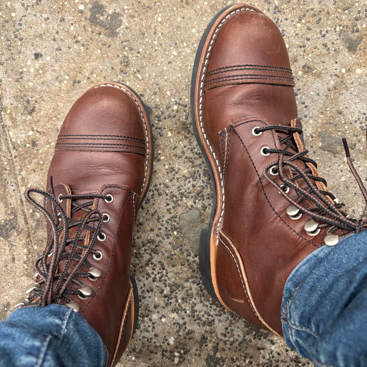 Photo by jadecathedral on April 25, 2025 of the Red Wing Iron Ranger in S.B. Foot Amber Harness.