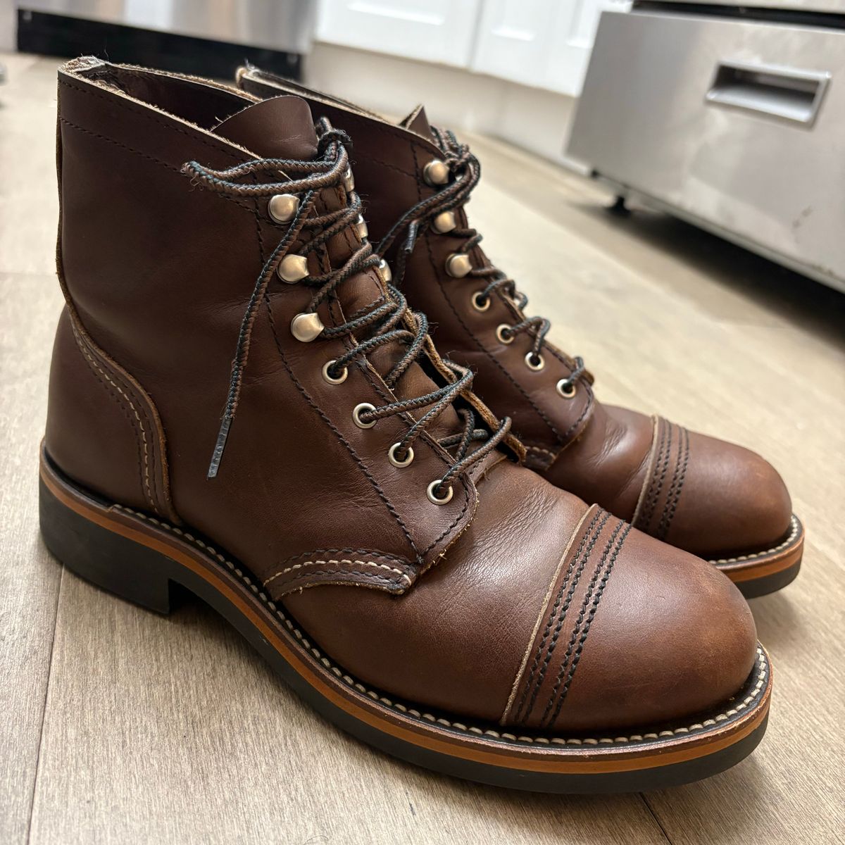 Photo by jadecathedral on August 28, 2025 of the Red Wing Iron Ranger in S.B. Foot Amber Harness.