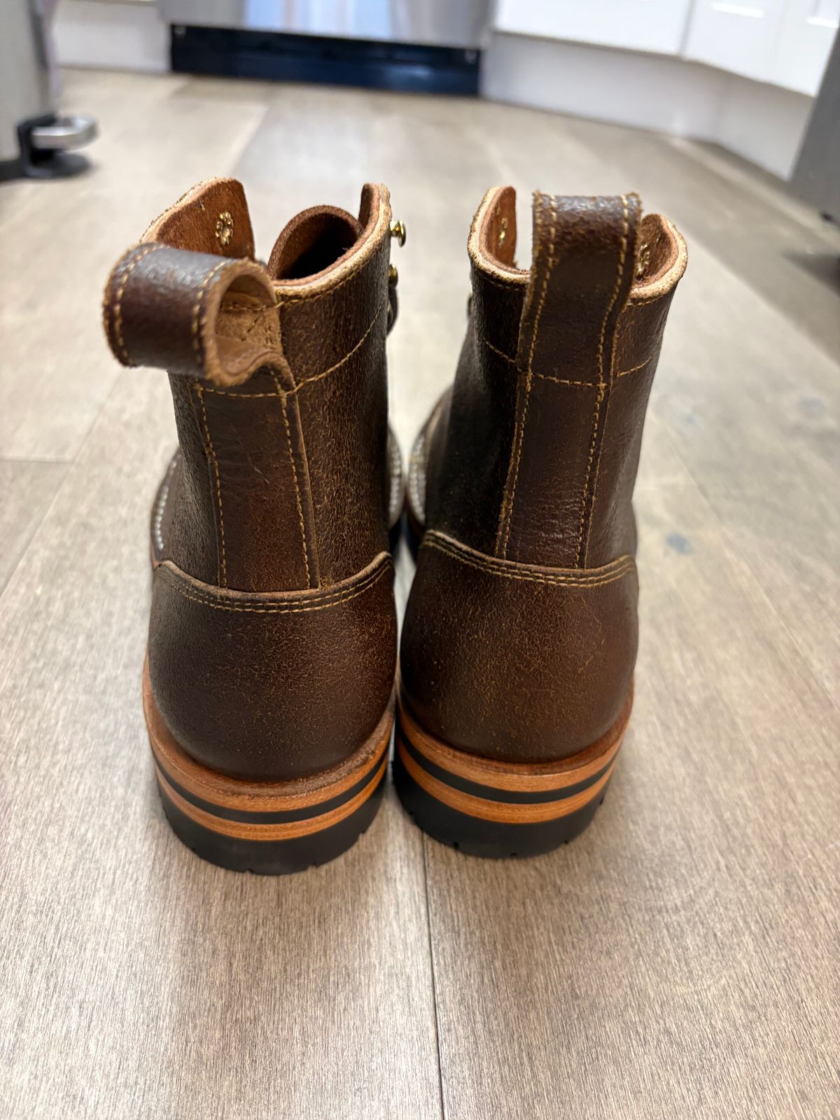 Photo by jadecathedral on October 31, 2025 of the Bordon Tukano Boots in Horween Cinnamon Waxed Flesh.
