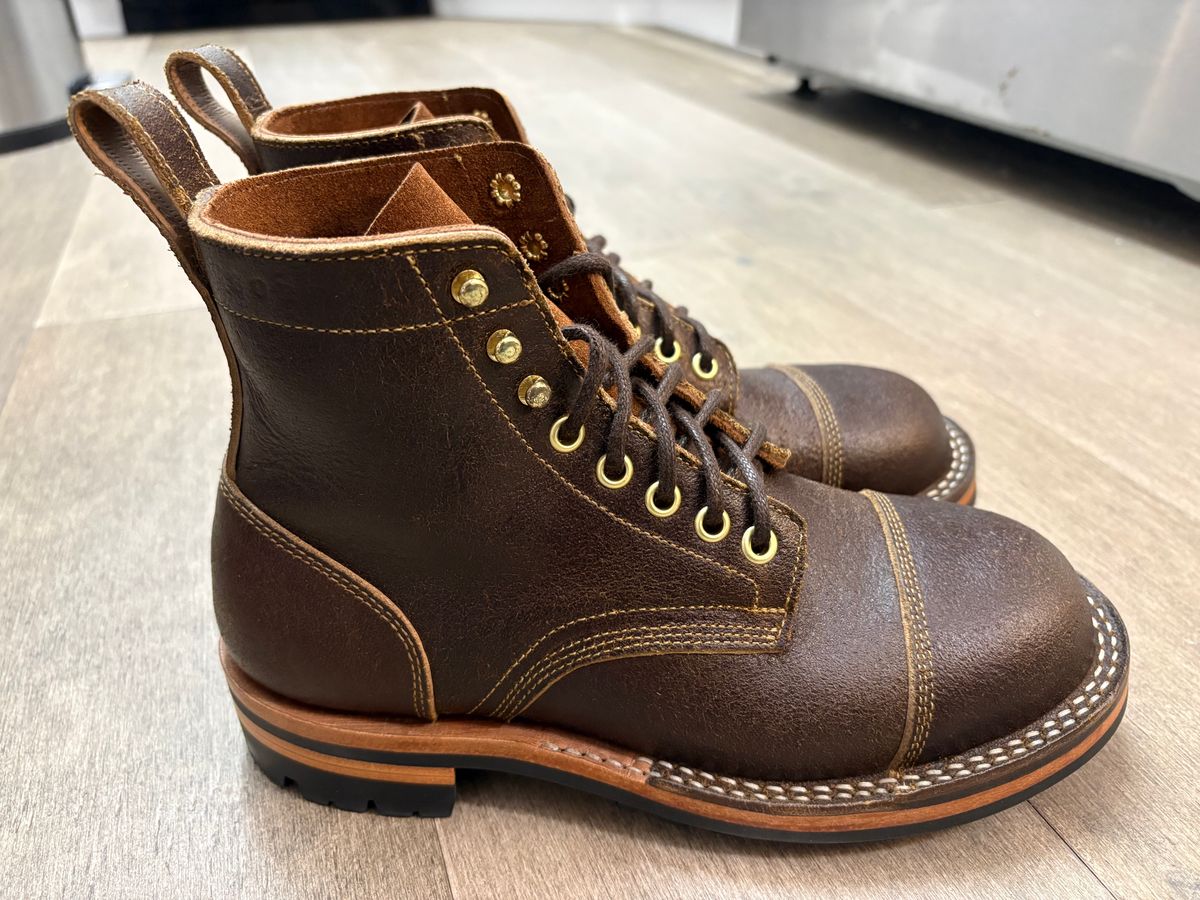 Photo by jadecathedral on October 31, 2025 of the Bordon Tukano Boots in Horween Cinnamon Waxed Flesh.