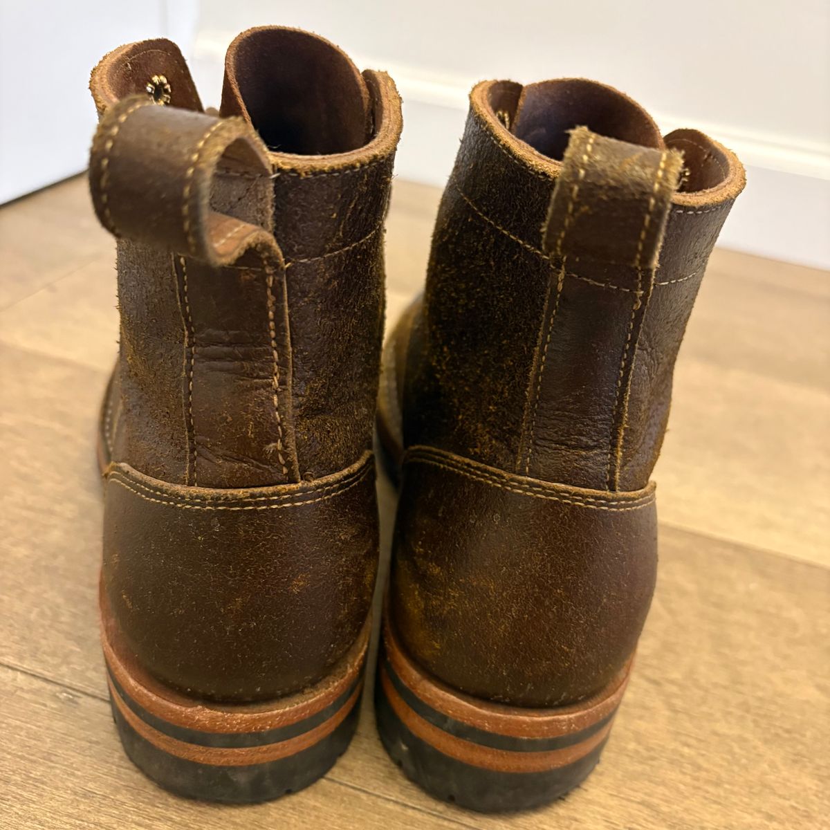 Photo by jadecathedral on January 2, 2026 of the Bordon Tukano Boots in Horween Cinnamon Waxed Flesh.