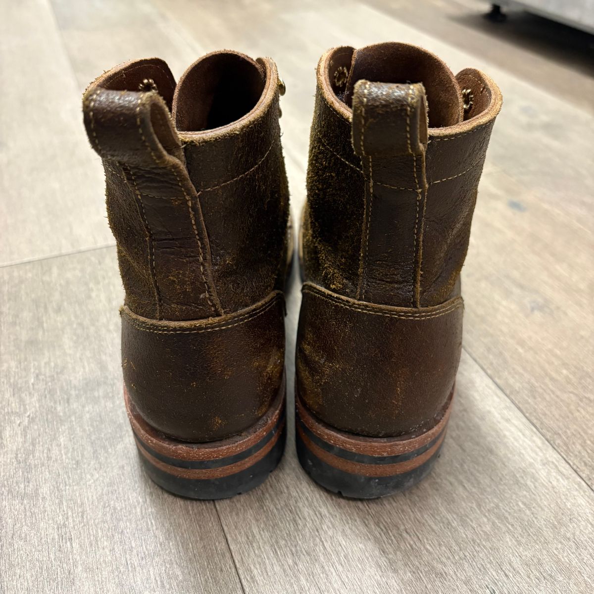 Photo by jadecathedral on February 2, 2026 of the Bordon Tukano Boots in Horween Cinnamon Waxed Flesh.