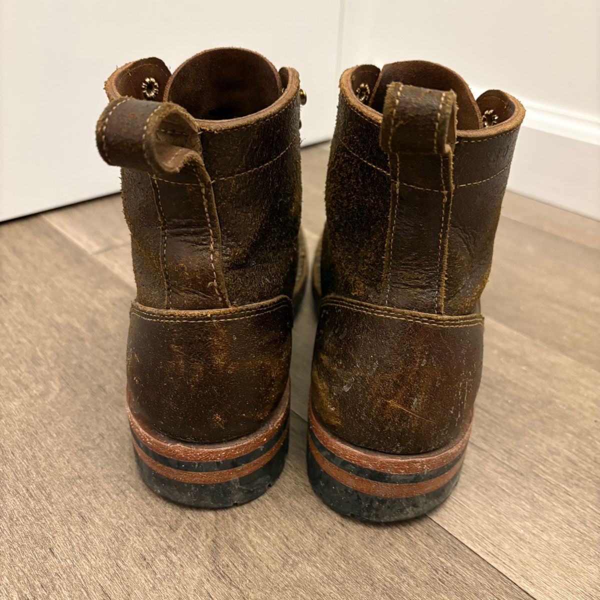 Photo by jadecathedral on March 2, 2026 of the Bordon Tukano Boots in Horween Cinnamon Waxed Flesh.