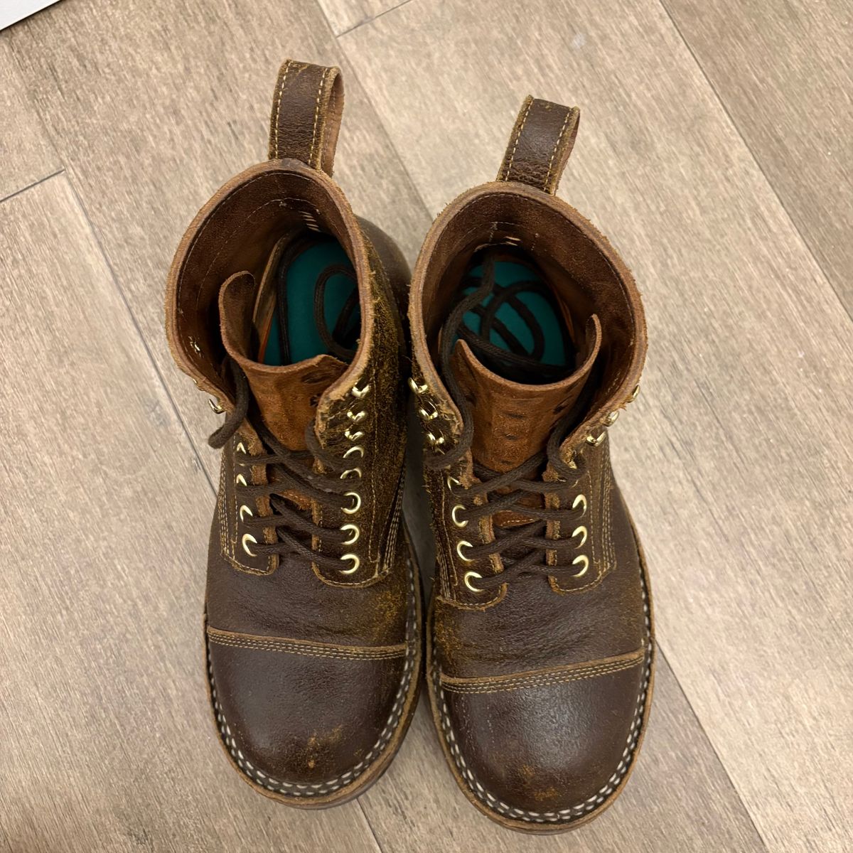 Photo by jadecathedral on March 2, 2026 of the Bordon Tukano Boots in Horween Cinnamon Waxed Flesh.