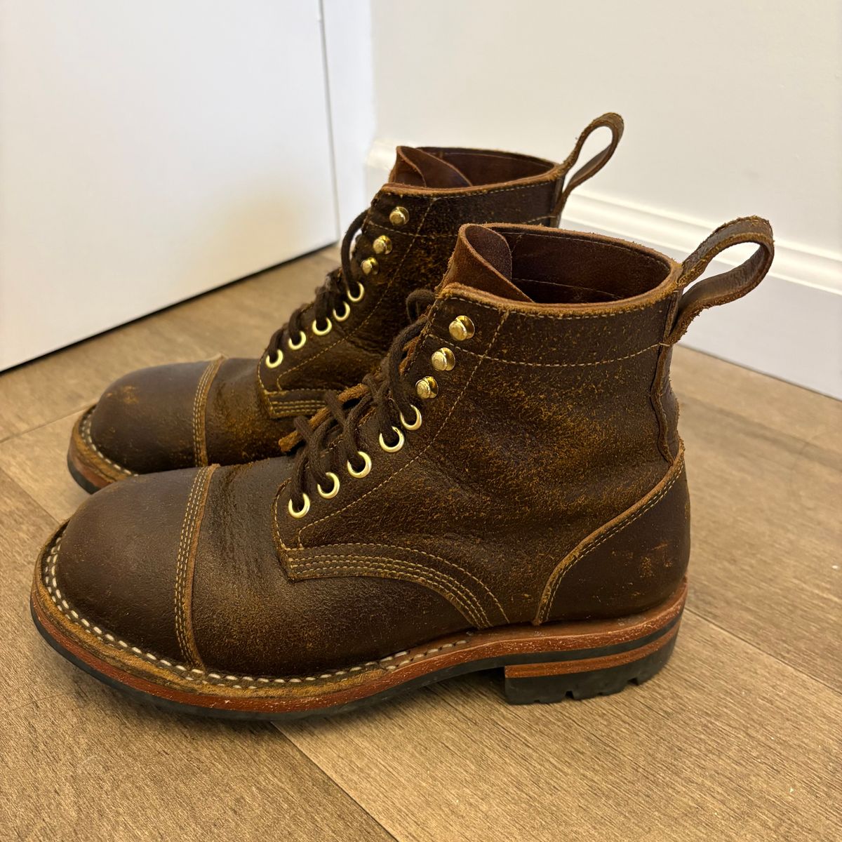 Photo by jadecathedral on April 4, 2026 of the Bordon Tukano Boots in Horween Cinnamon Waxed Flesh.