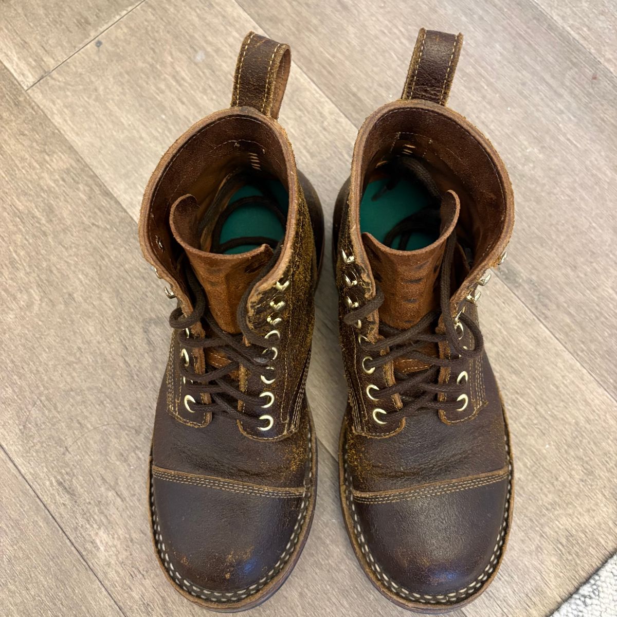 Photo by jadecathedral on April 4, 2026 of the Bordon Tukano Boots in Horween Cinnamon Waxed Flesh.
