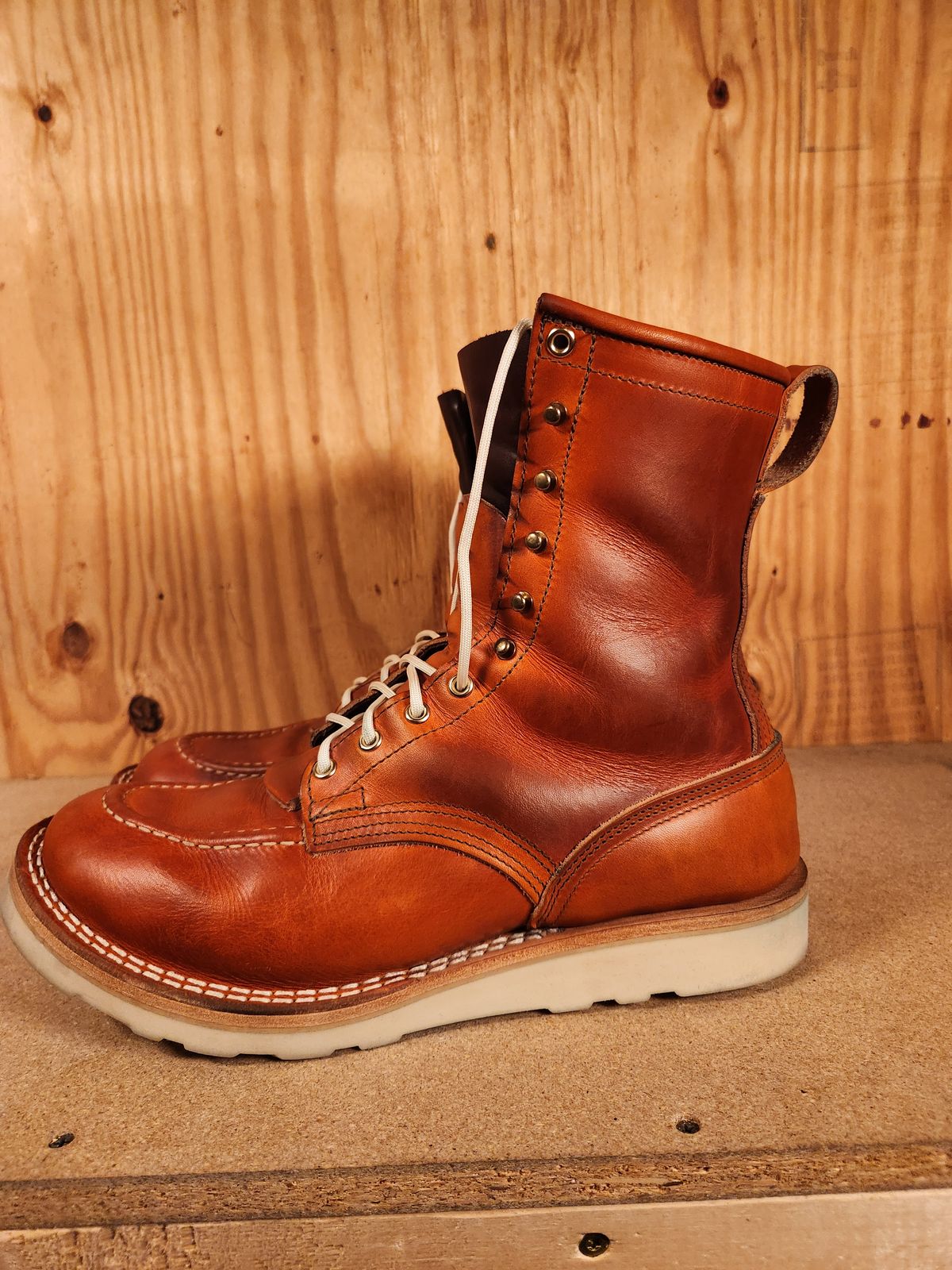 Photo by gotmoore on November 21, 2024 of the Nicks Moc Toe in Wickett & Craig Tobacco Double Stuff.