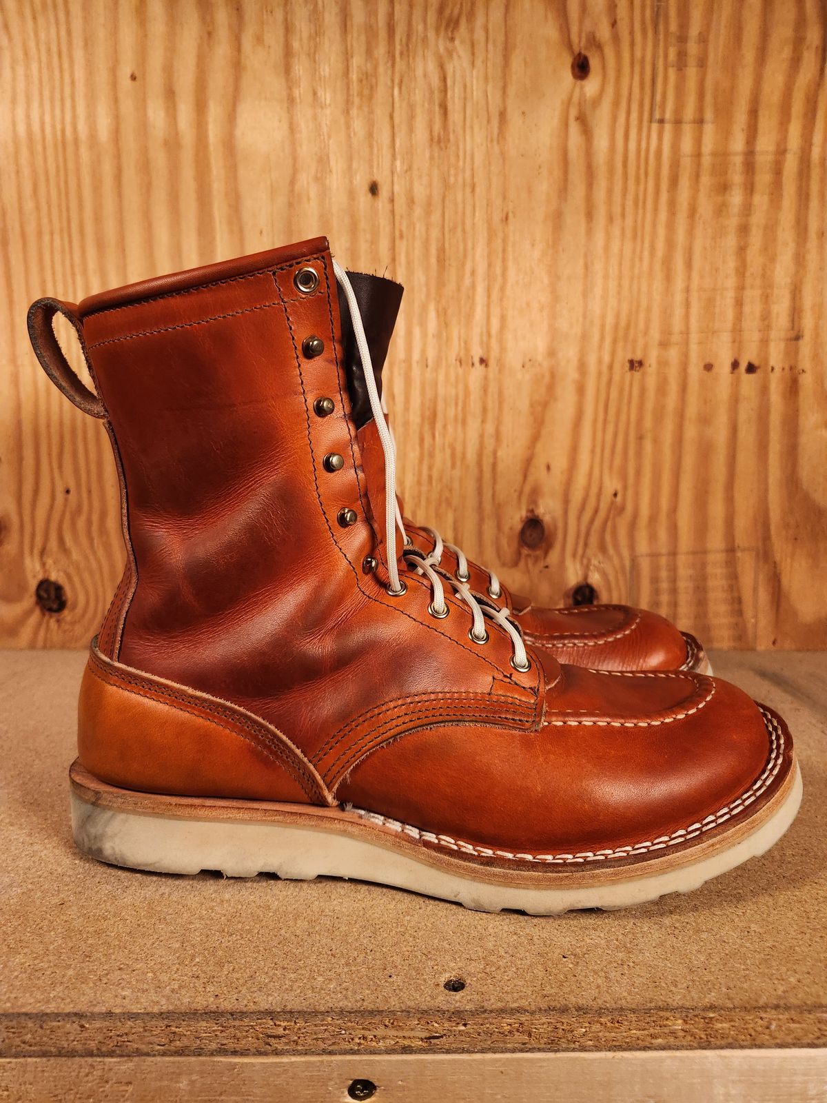 Photo by gotmoore on November 21, 2024 of the Nicks Moc Toe in Wickett & Craig Tobacco Double Stuff.