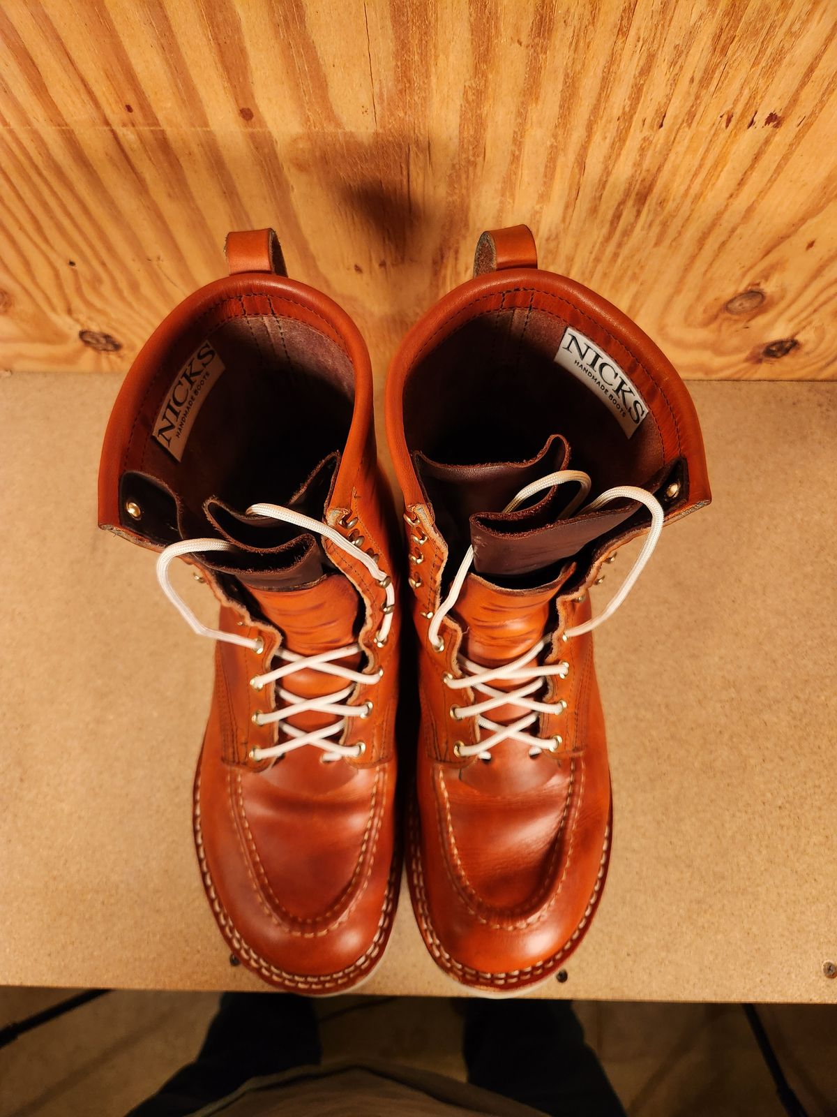 Photo by gotmoore on November 21, 2024 of the Nicks Moc Toe in Wickett & Craig Tobacco Double Stuff.